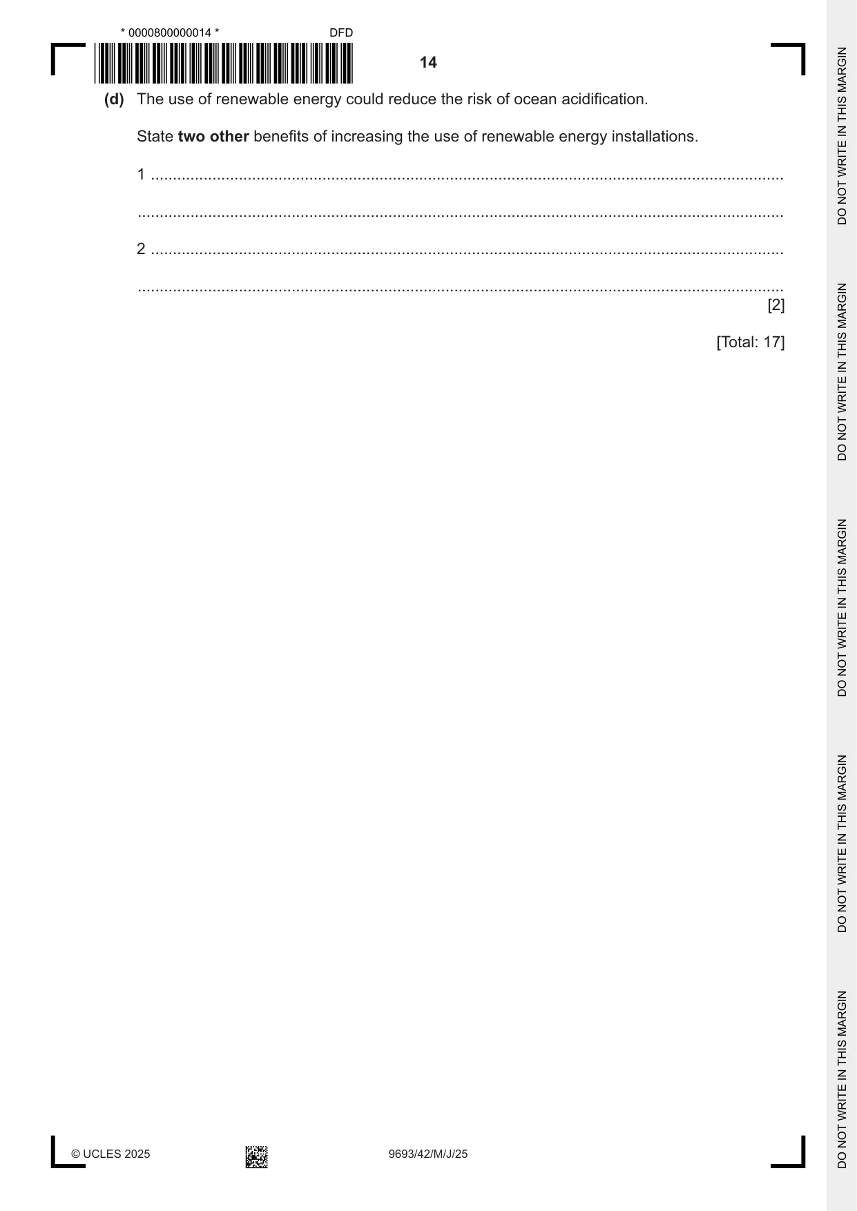Cambridge A Level Marine Science 9693 2025 May/June Paper 4 · Variant 2 question paper, page 14 of 24