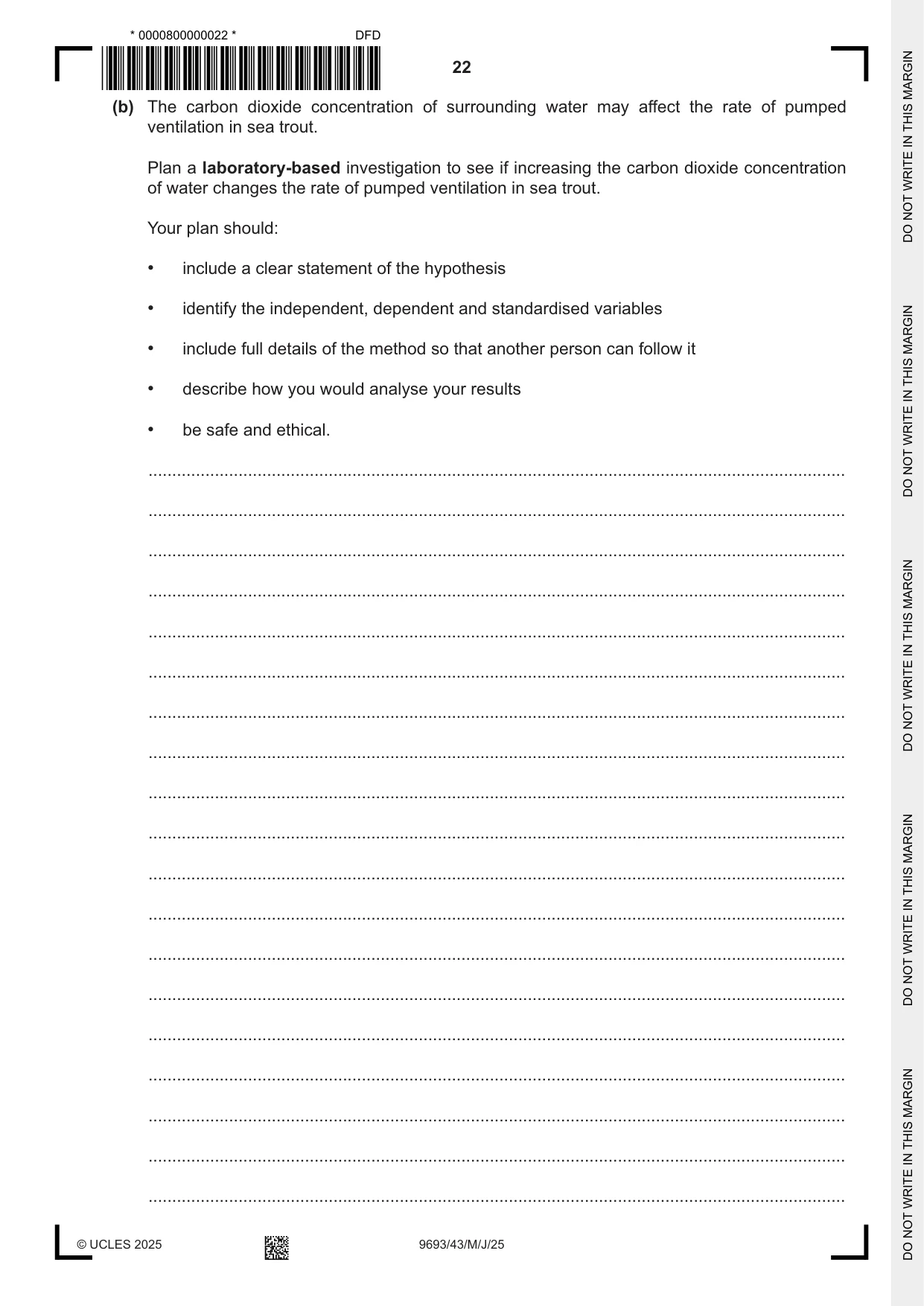 Cambridge A Level Marine Science 9693 2025 May/June Paper 4 · Variant 3 question paper, page 22 of 24
