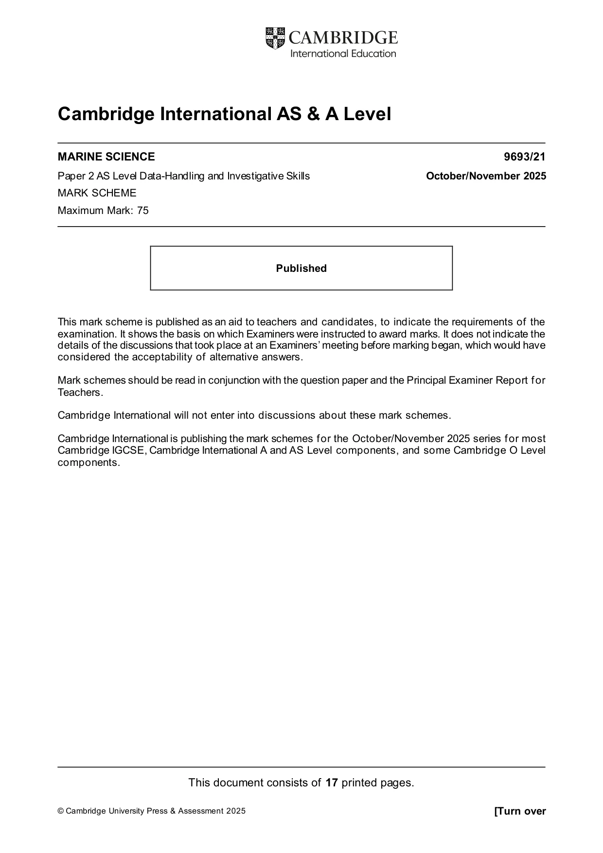 Mark scheme, page 1 of 17