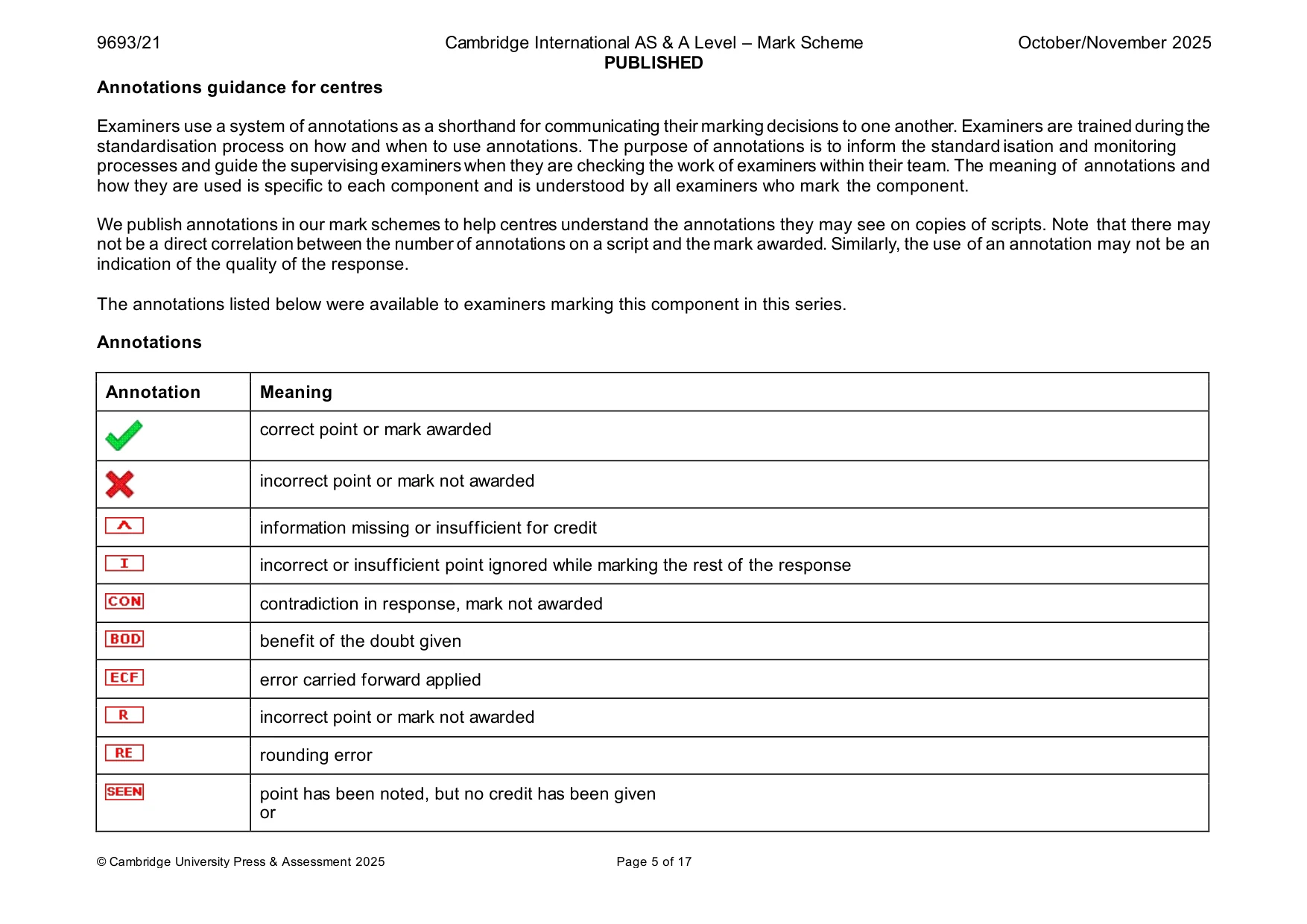 Mark scheme, page 5 of 17