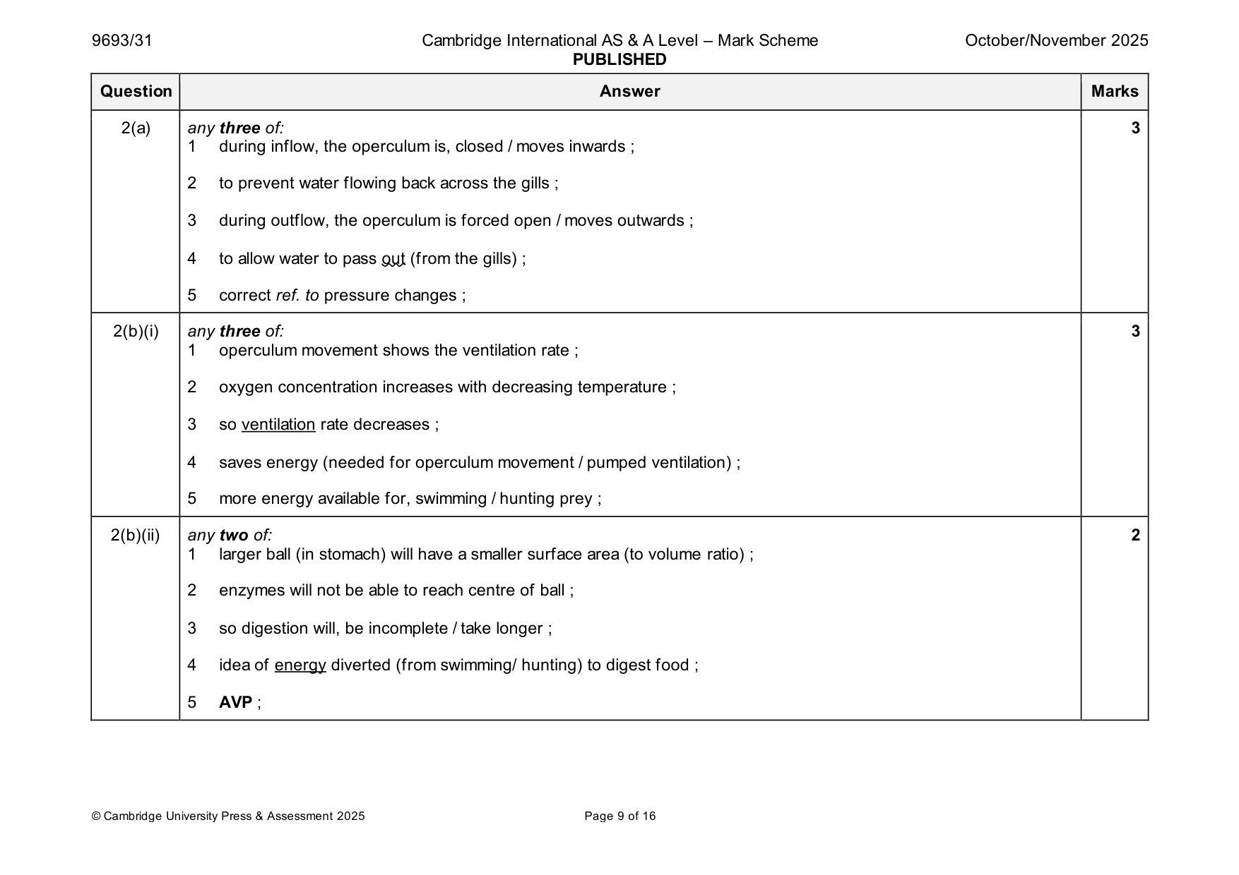 Mark scheme, page 9 of 16