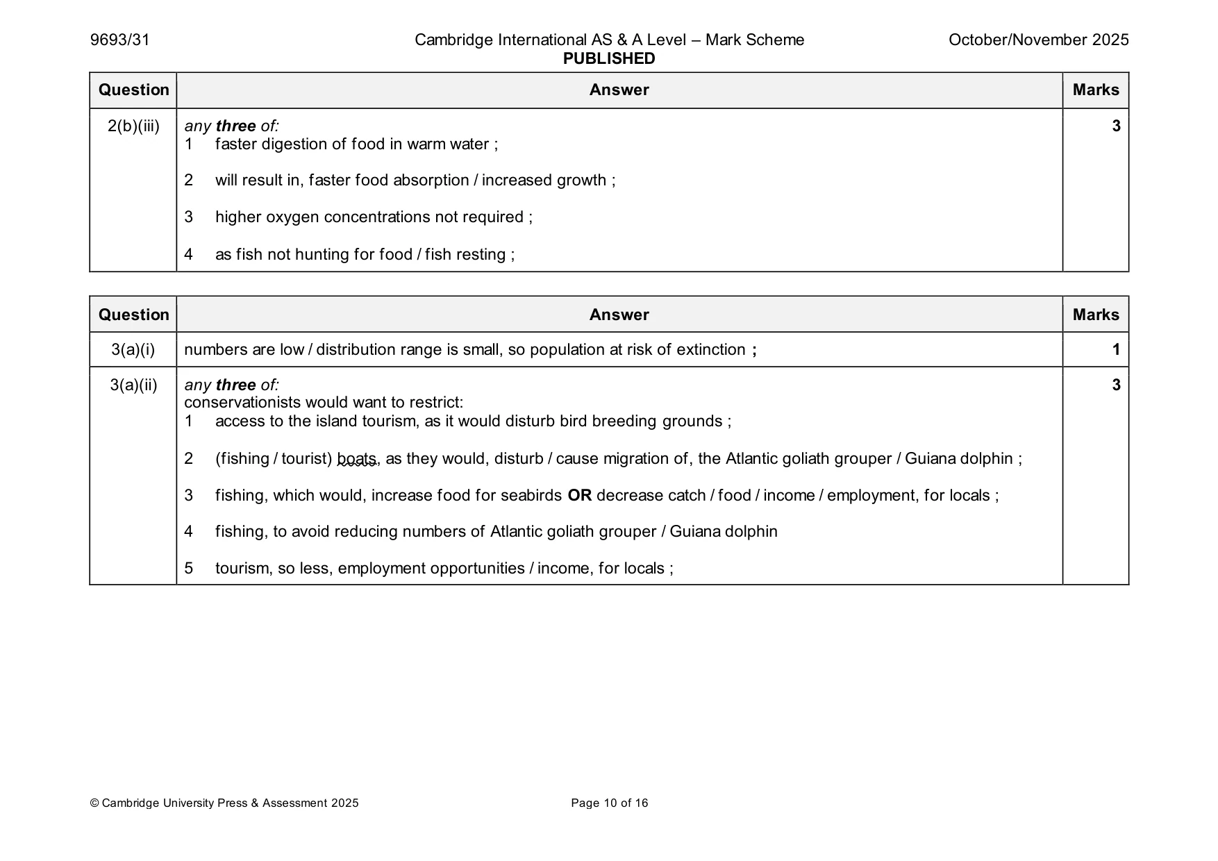Mark scheme, page 10 of 16