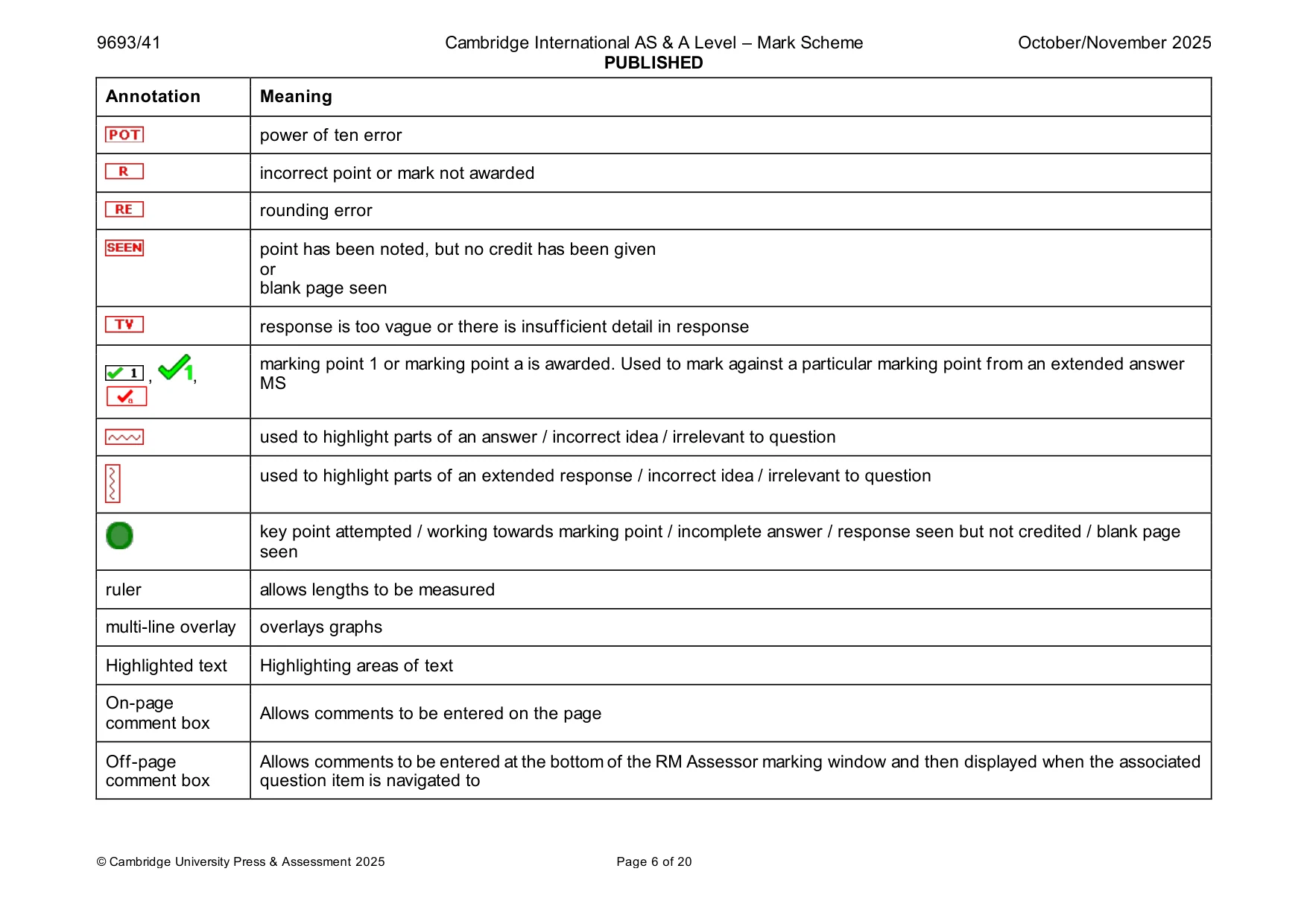 Mark scheme, page 6 of 20