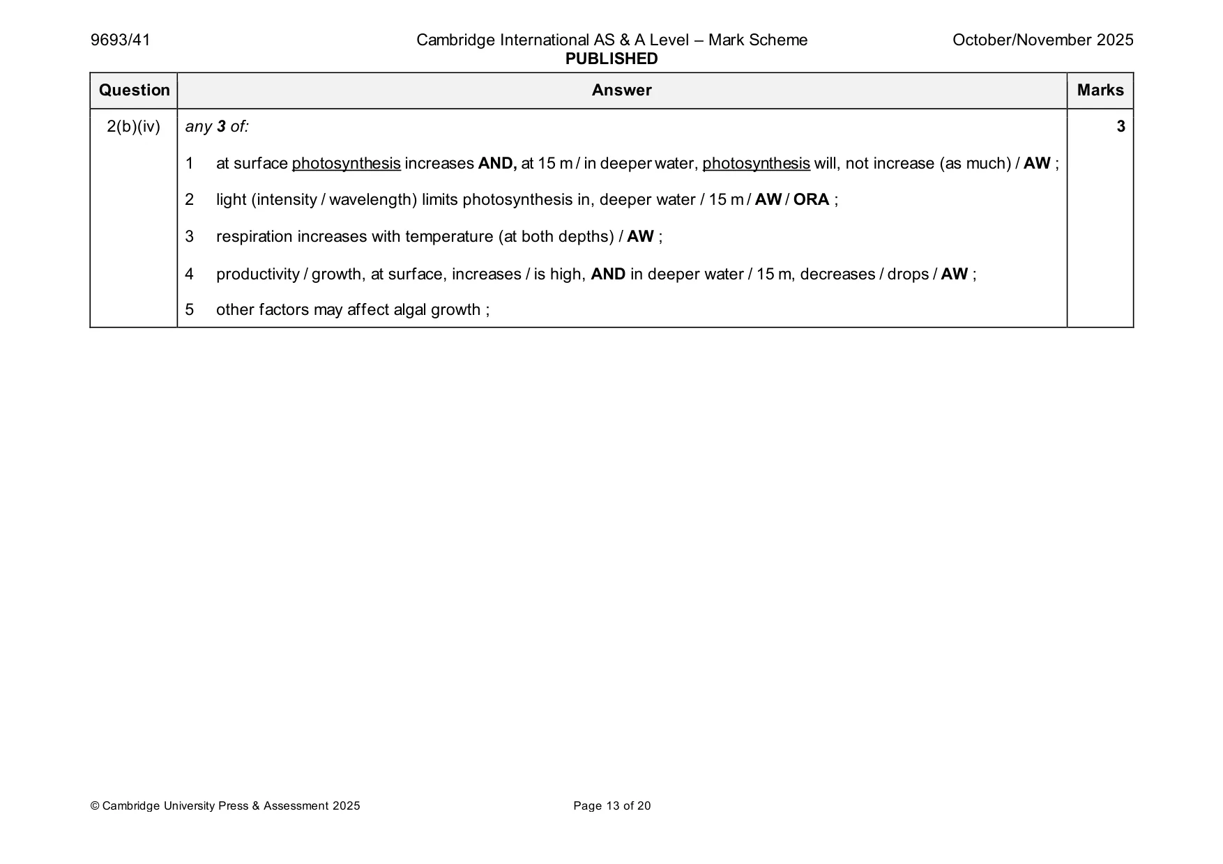 Mark scheme, page 13 of 20