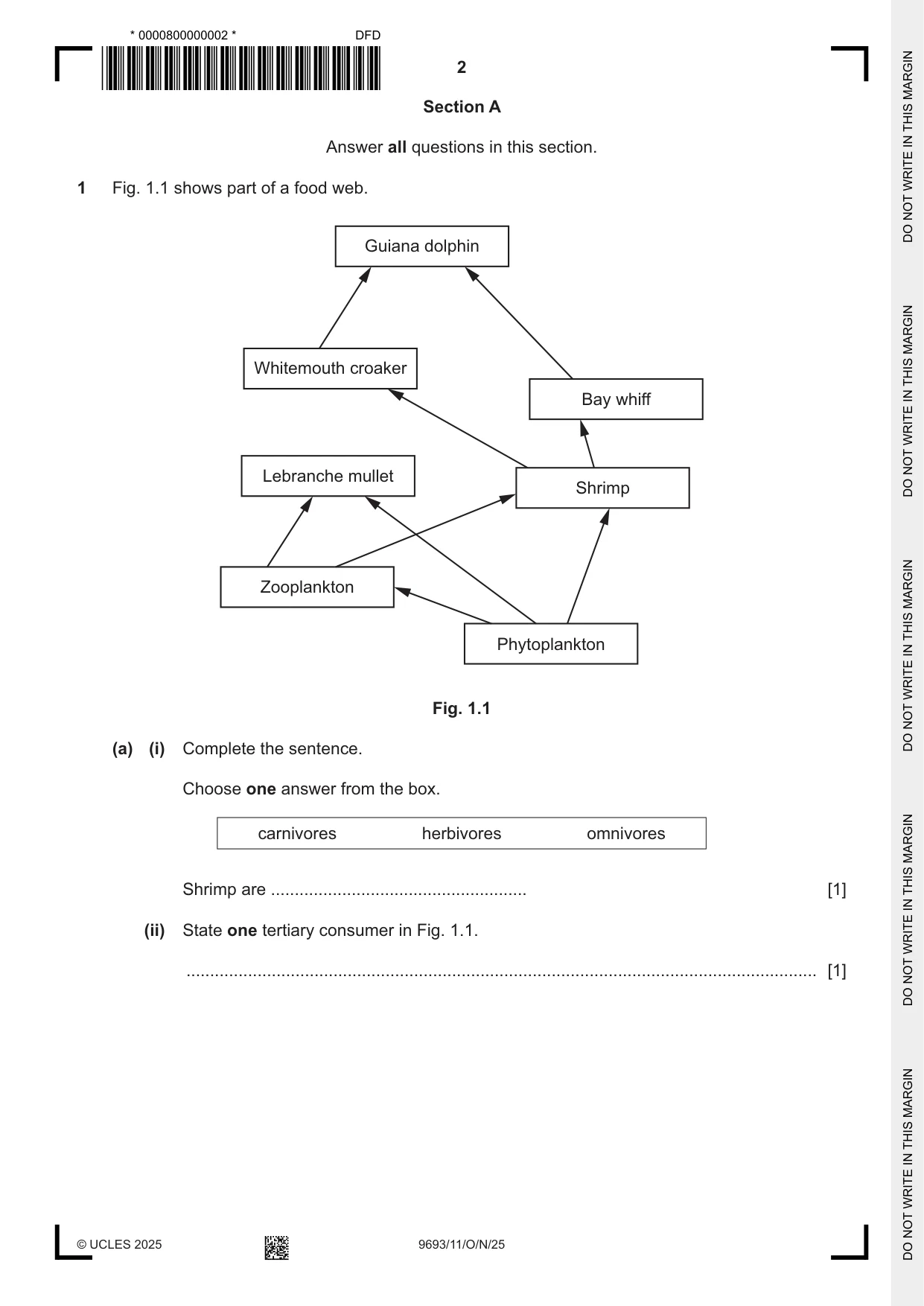Cambridge A Level Marine Science 9693 2025 Oct/Nov Paper 1 · Variant 1 question paper, page 2 of 16