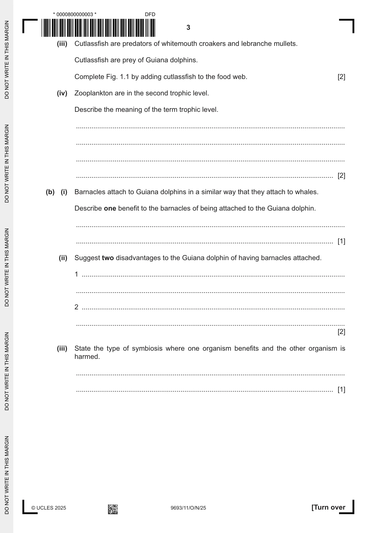 Cambridge A Level Marine Science 9693 2025 Oct/Nov Paper 1 · Variant 1 question paper, page 3 of 16