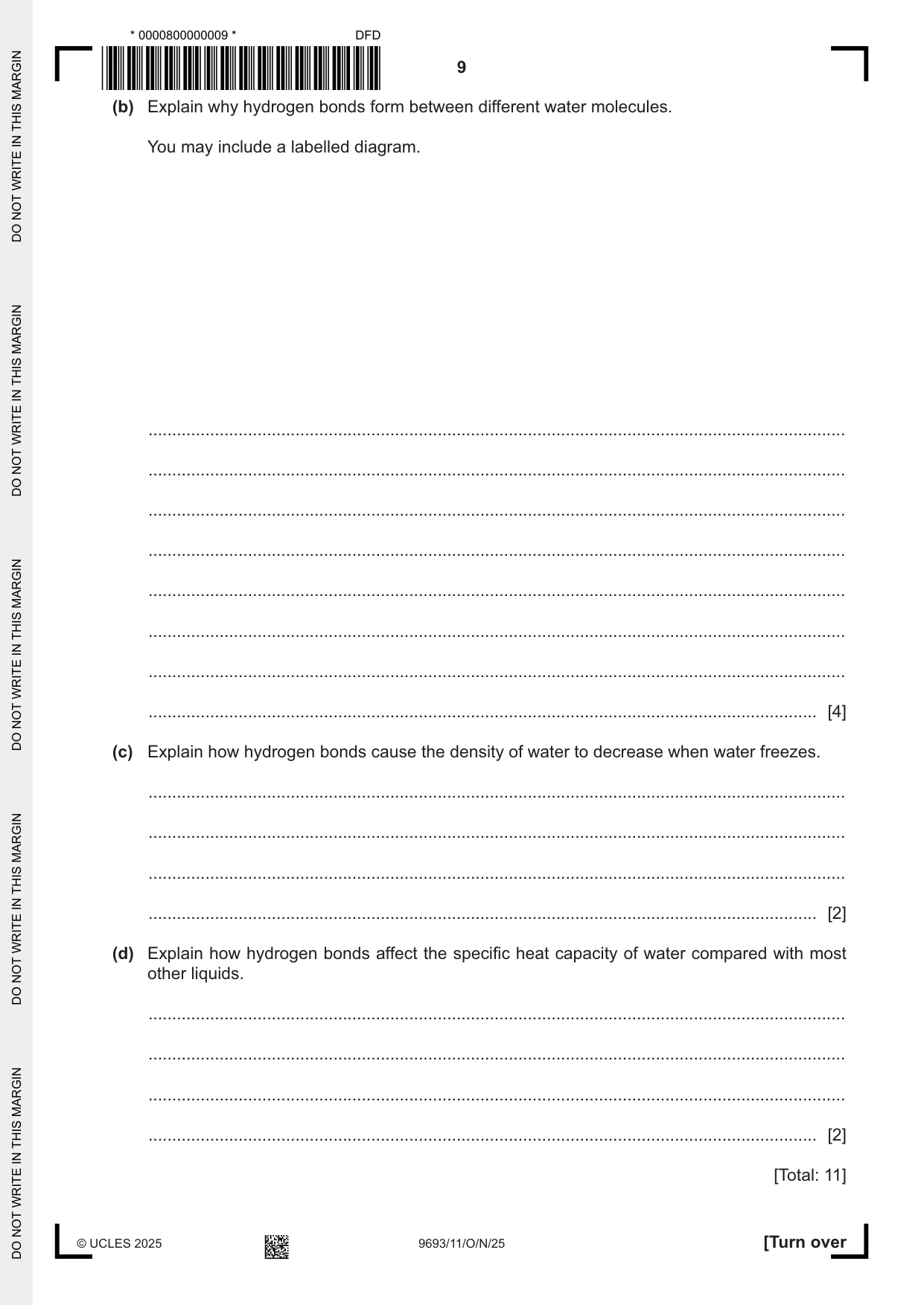 Cambridge A Level Marine Science 9693 2025 Oct/Nov Paper 1 · Variant 1 question paper, page 9 of 16
