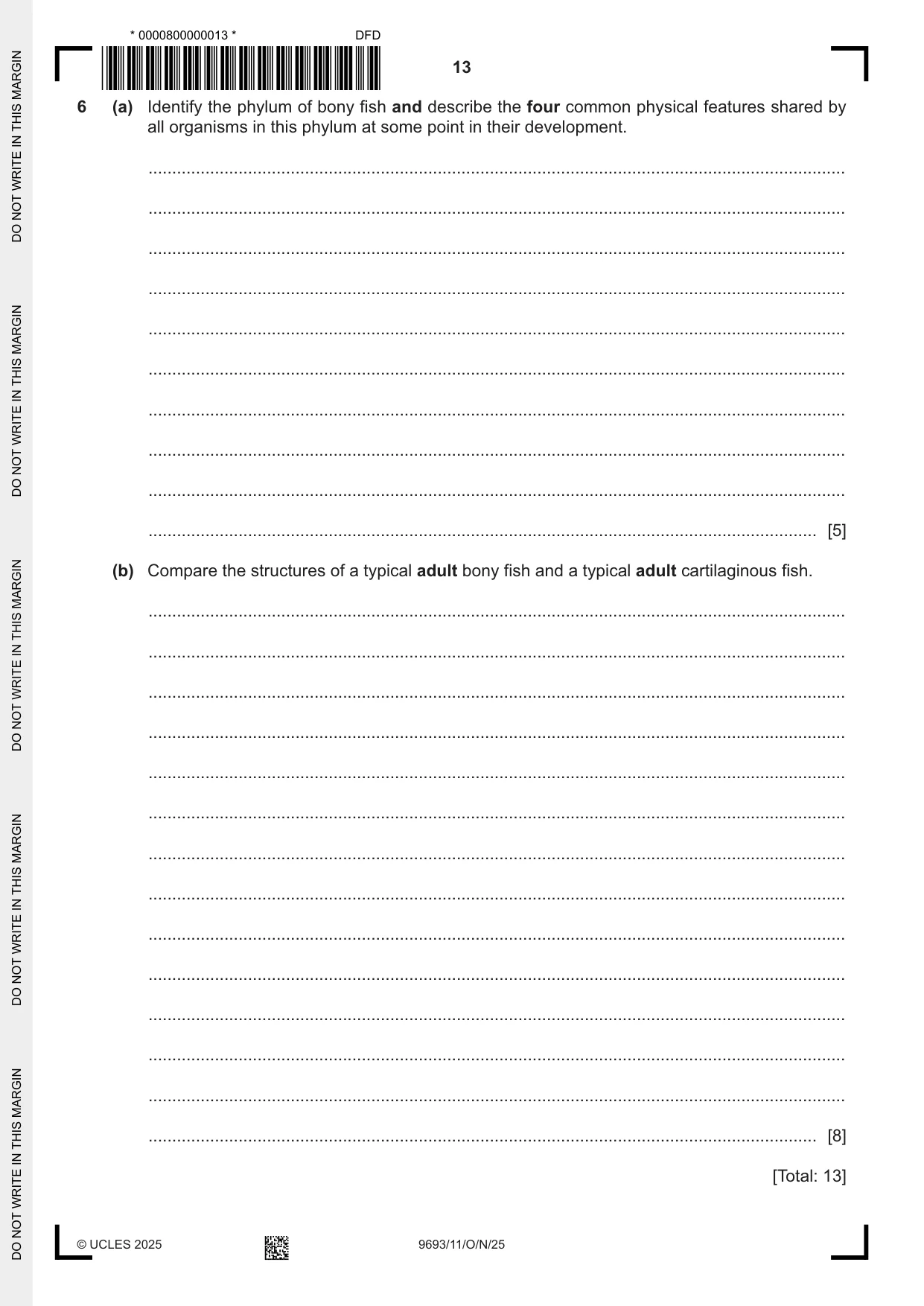 Cambridge A Level Marine Science 9693 2025 Oct/Nov Paper 1 · Variant 1 question paper, page 13 of 16