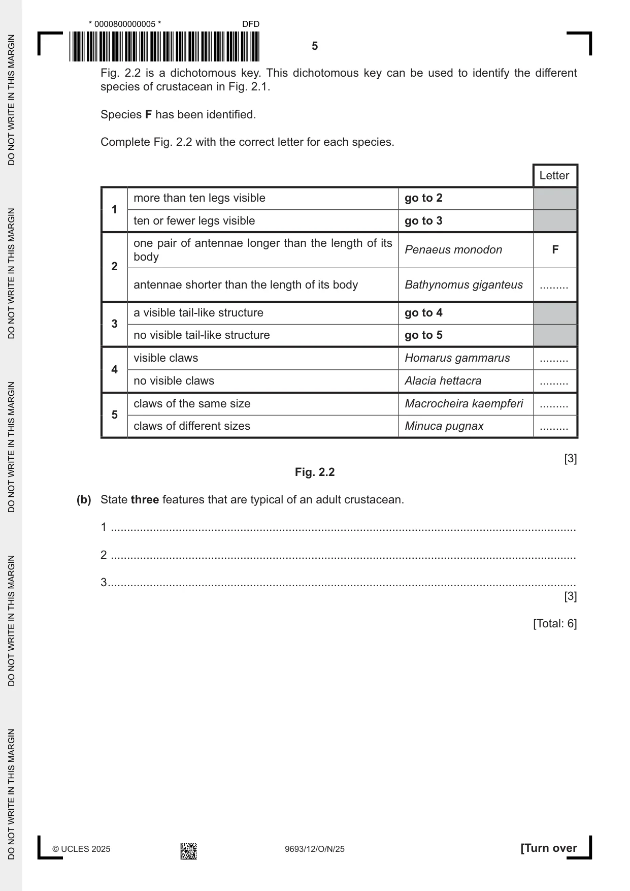 Cambridge A Level Marine Science 9693 2025 Oct/Nov Paper 1 · Variant 2 question paper, page 5 of 16