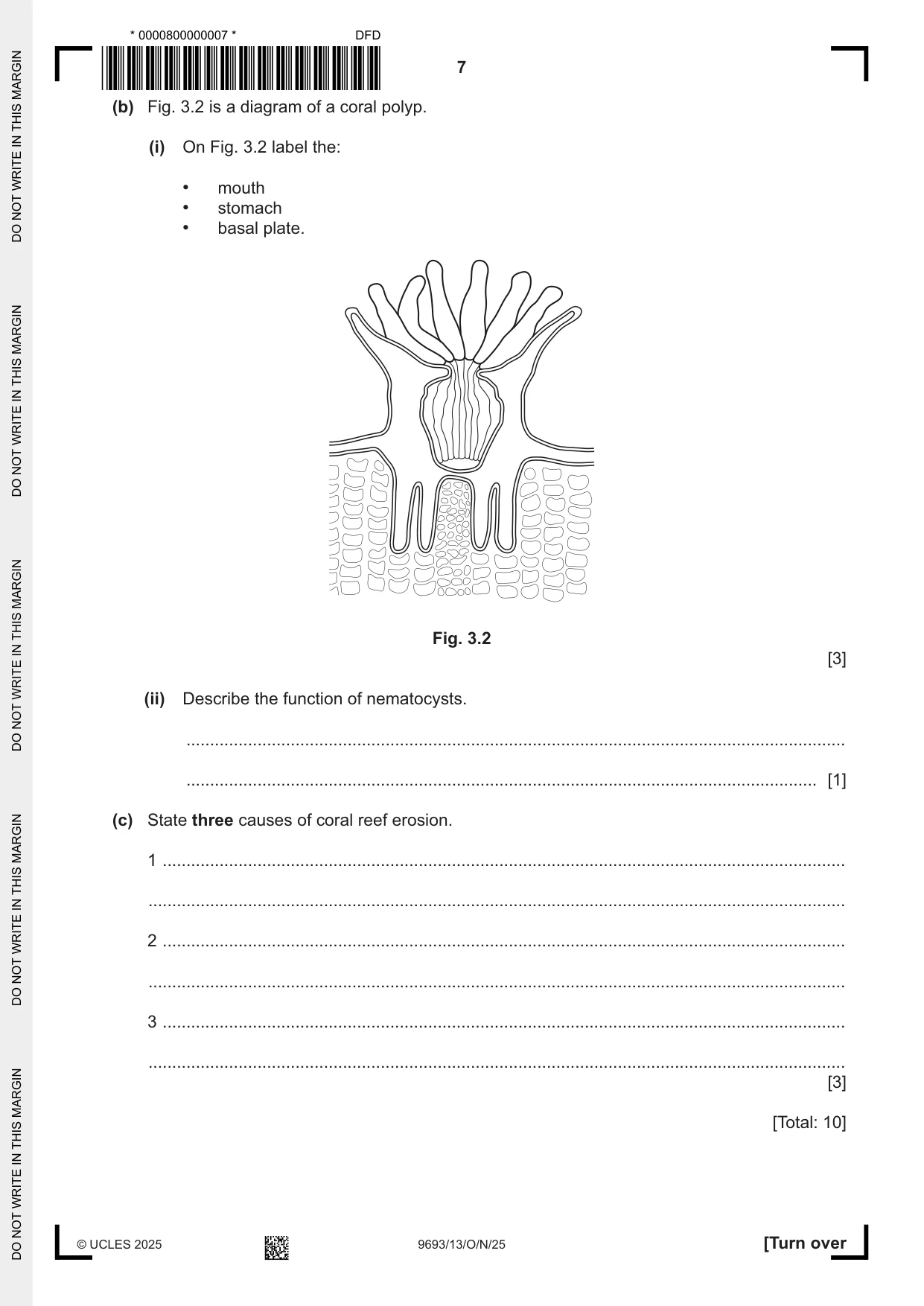Cambridge A Level Marine Science 9693 2025 Oct/Nov Paper 1 · Variant 3 question paper, page 7 of 16