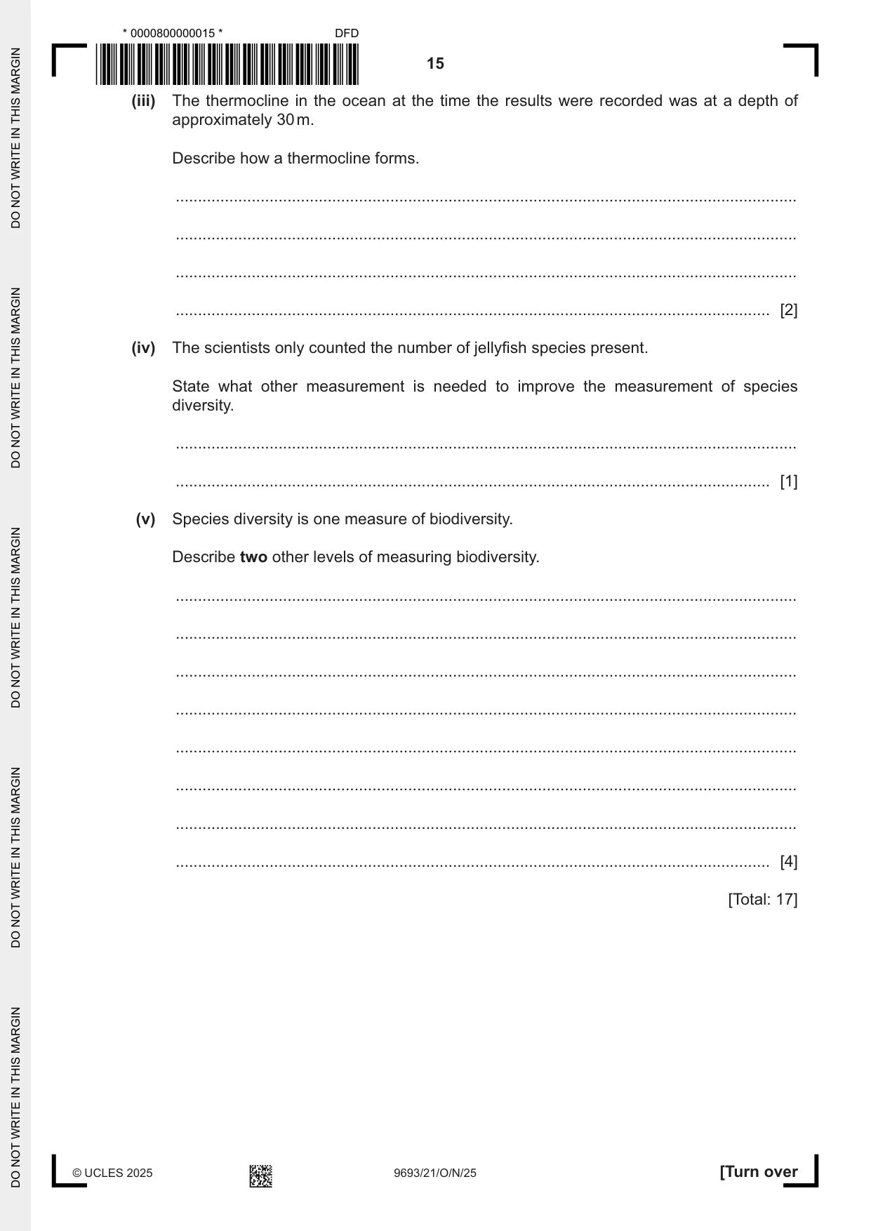 Cambridge A Level Marine Science 9693 2025 Oct/Nov Paper 2 · Variant 1 question paper, page 15 of 24
