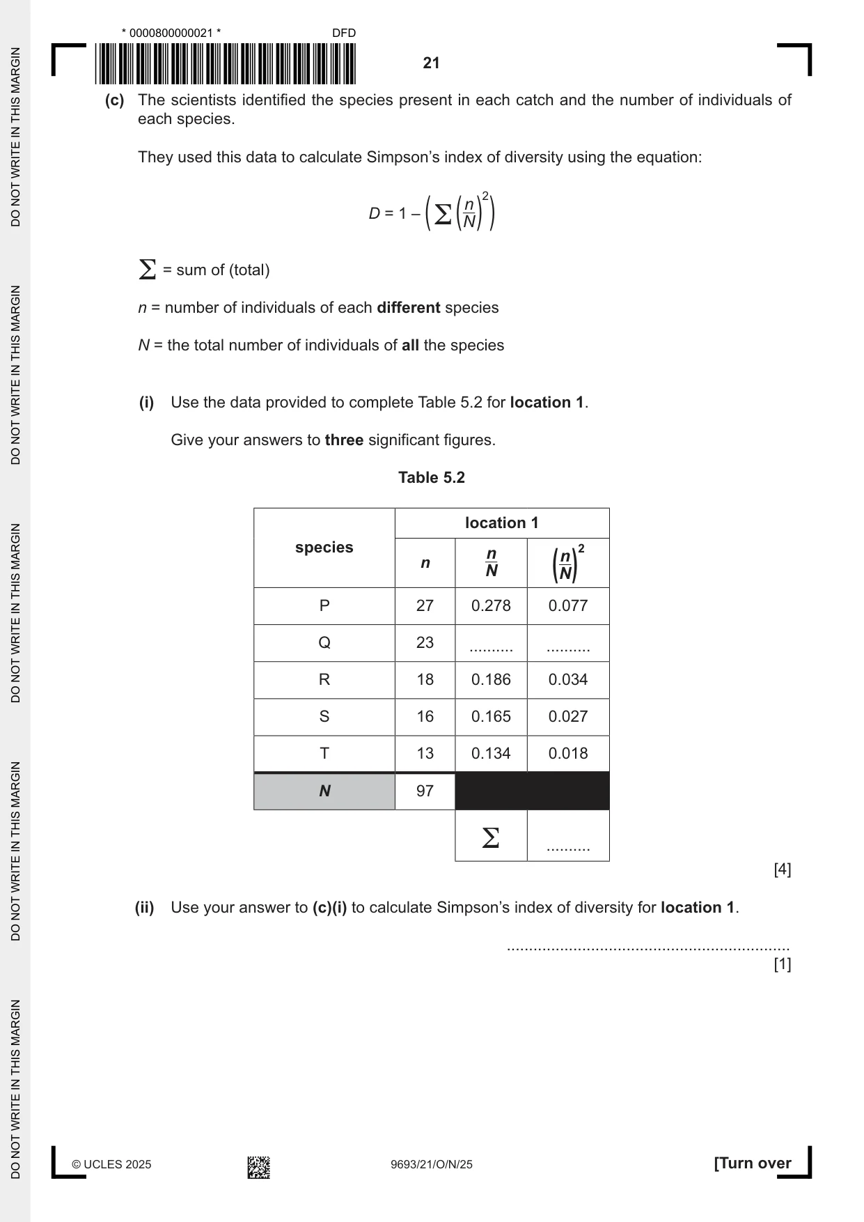 Cambridge A Level Marine Science 9693 2025 Oct/Nov Paper 2 · Variant 1 question paper, page 21 of 24