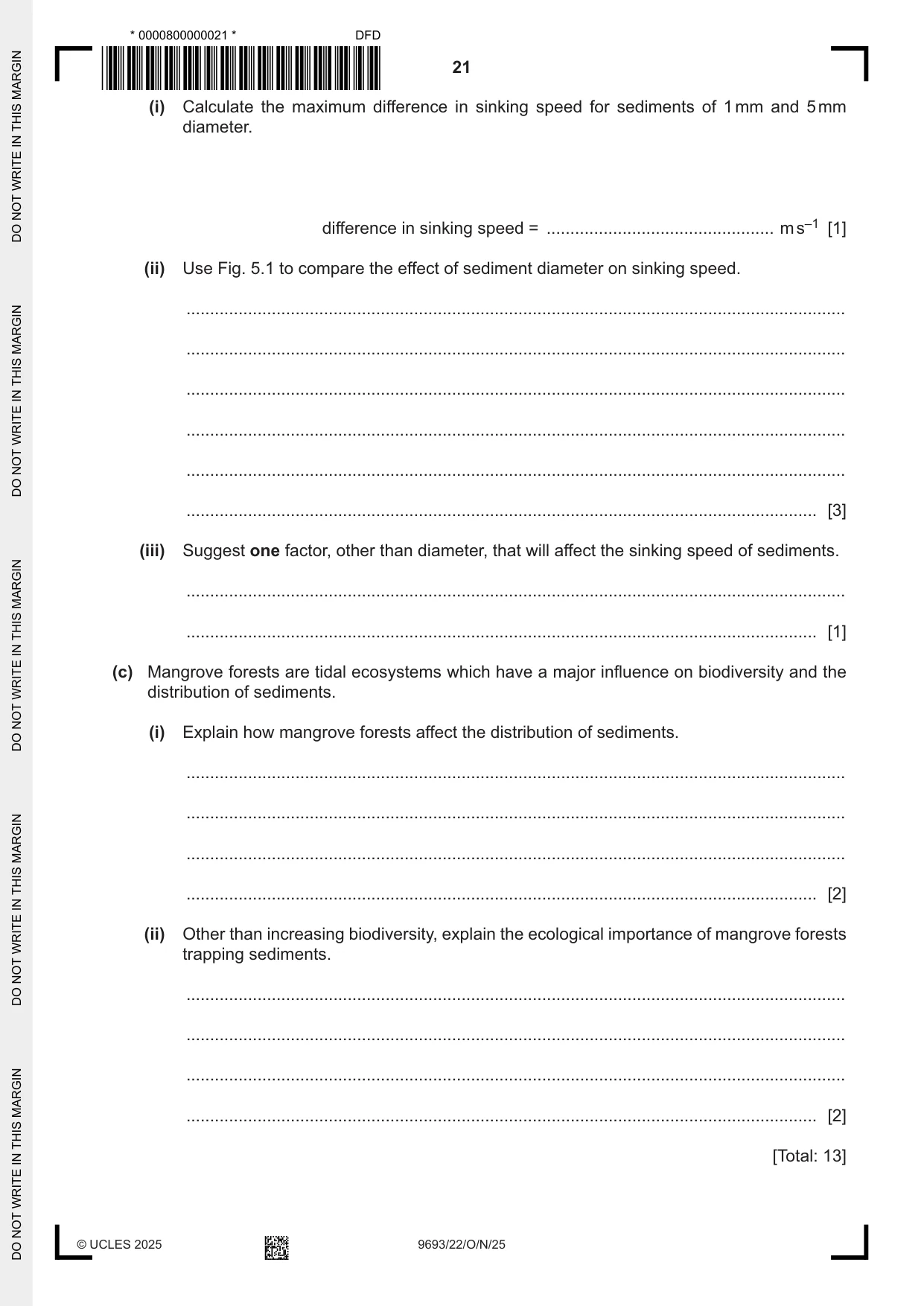 Cambridge A Level Marine Science 9693 2025 Oct/Nov Paper 2 · Variant 2 question paper, page 21 of 24