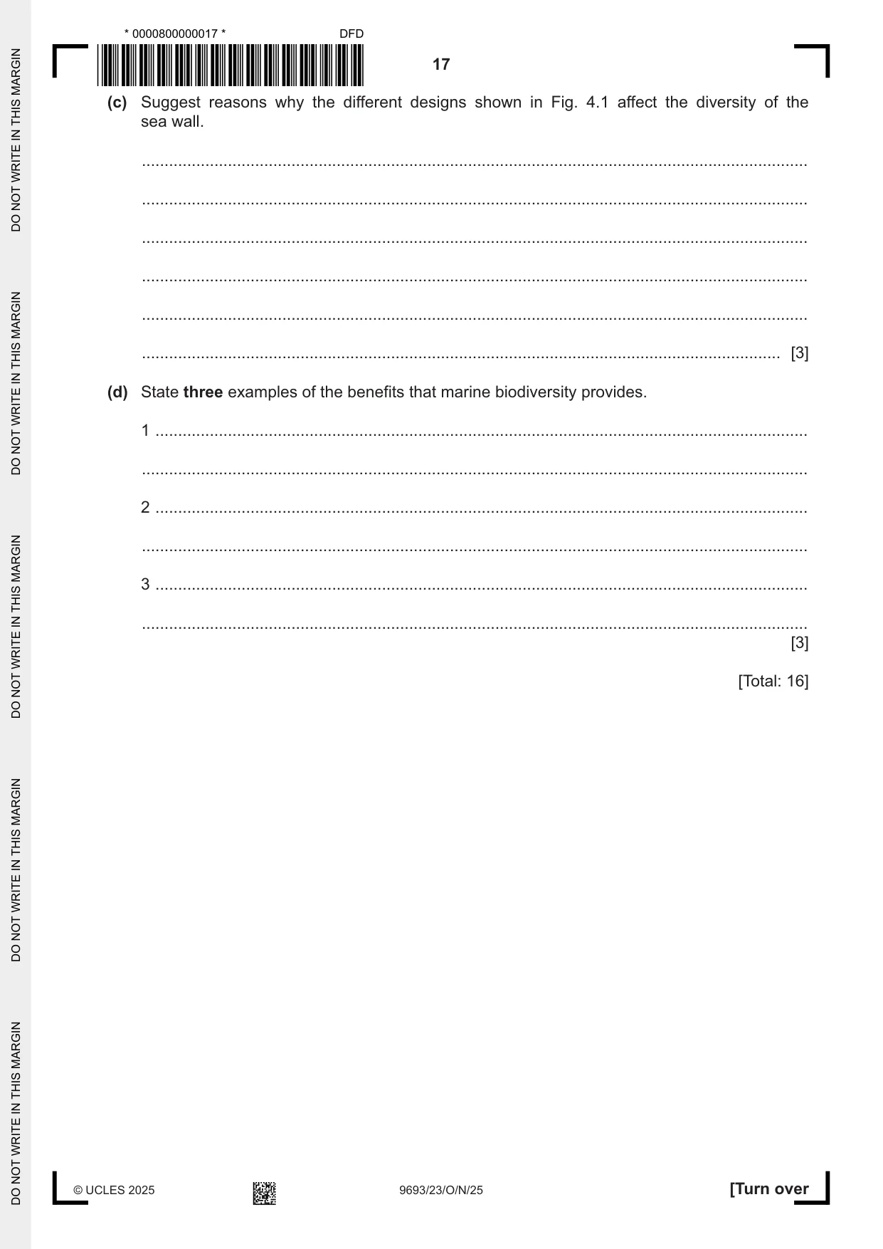 Cambridge A Level Marine Science 9693 2025 Oct/Nov Paper 2 · Variant 3 question paper, page 17 of 24