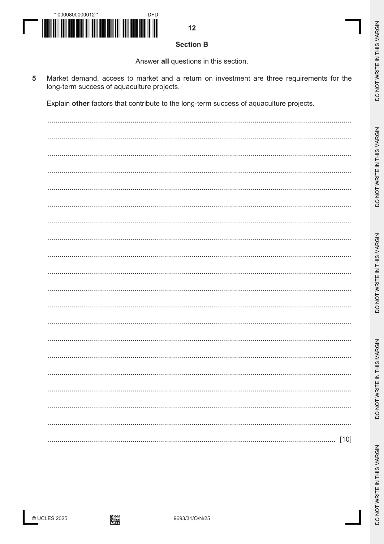Cambridge A Level Marine Science 9693 2025 Oct/Nov Paper 3 · Variant 1 question paper, page 12 of 16