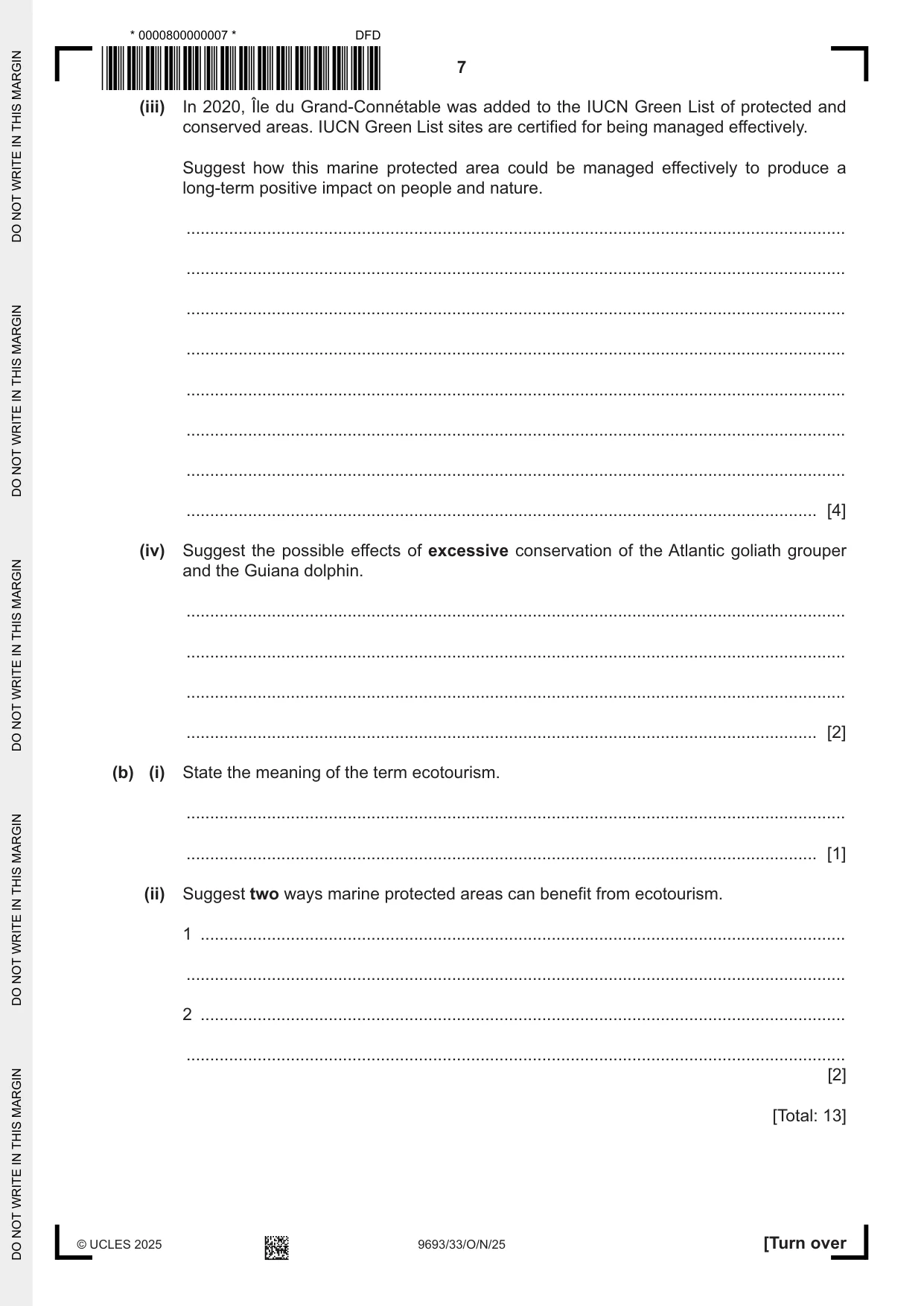 Cambridge A Level Marine Science 9693 2025 Oct/Nov Paper 3 · Variant 3 question paper, page 7 of 16