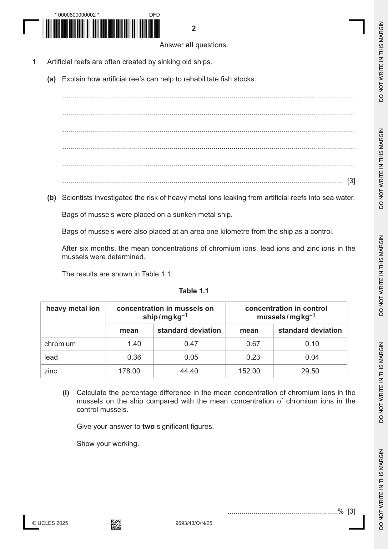 Cambridge A Level Marine Science 9693 2025 Oct/Nov Paper 4 · Variant 3 question paper, page 2 of 20