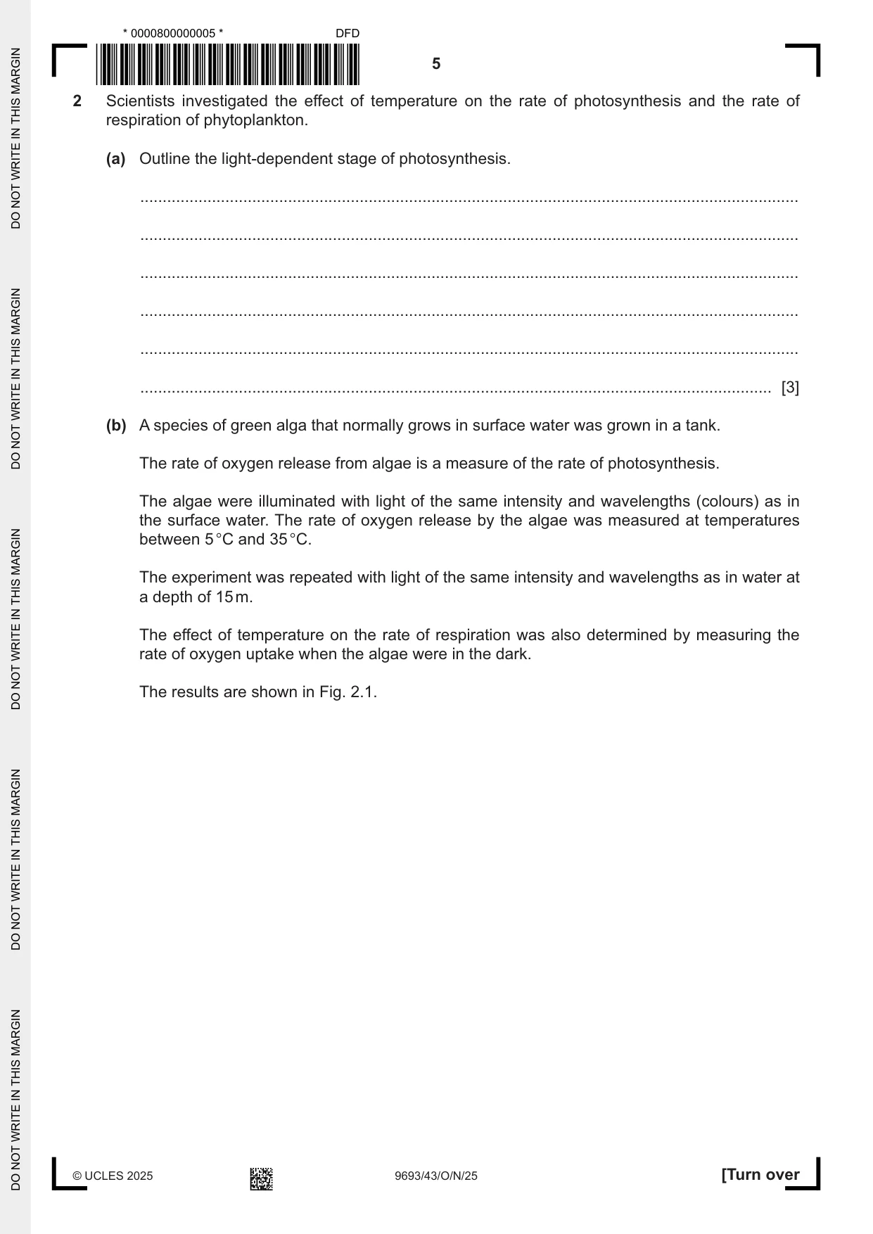 Cambridge A Level Marine Science 9693 2025 Oct/Nov Paper 4 · Variant 3 question paper, page 5 of 20