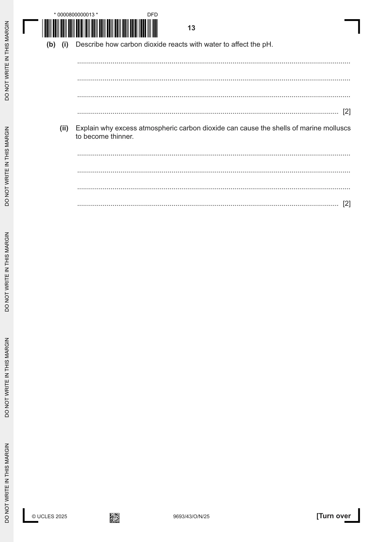 Cambridge A Level Marine Science 9693 2025 Oct/Nov Paper 4 · Variant 3 question paper, page 13 of 20