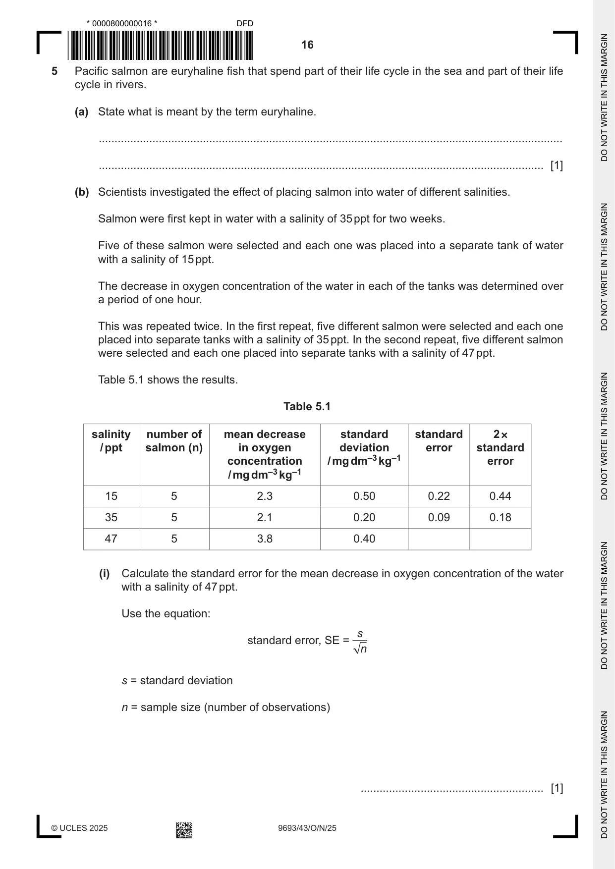 Cambridge A Level Marine Science 9693 2025 Oct/Nov Paper 4 · Variant 3 question paper, page 16 of 20