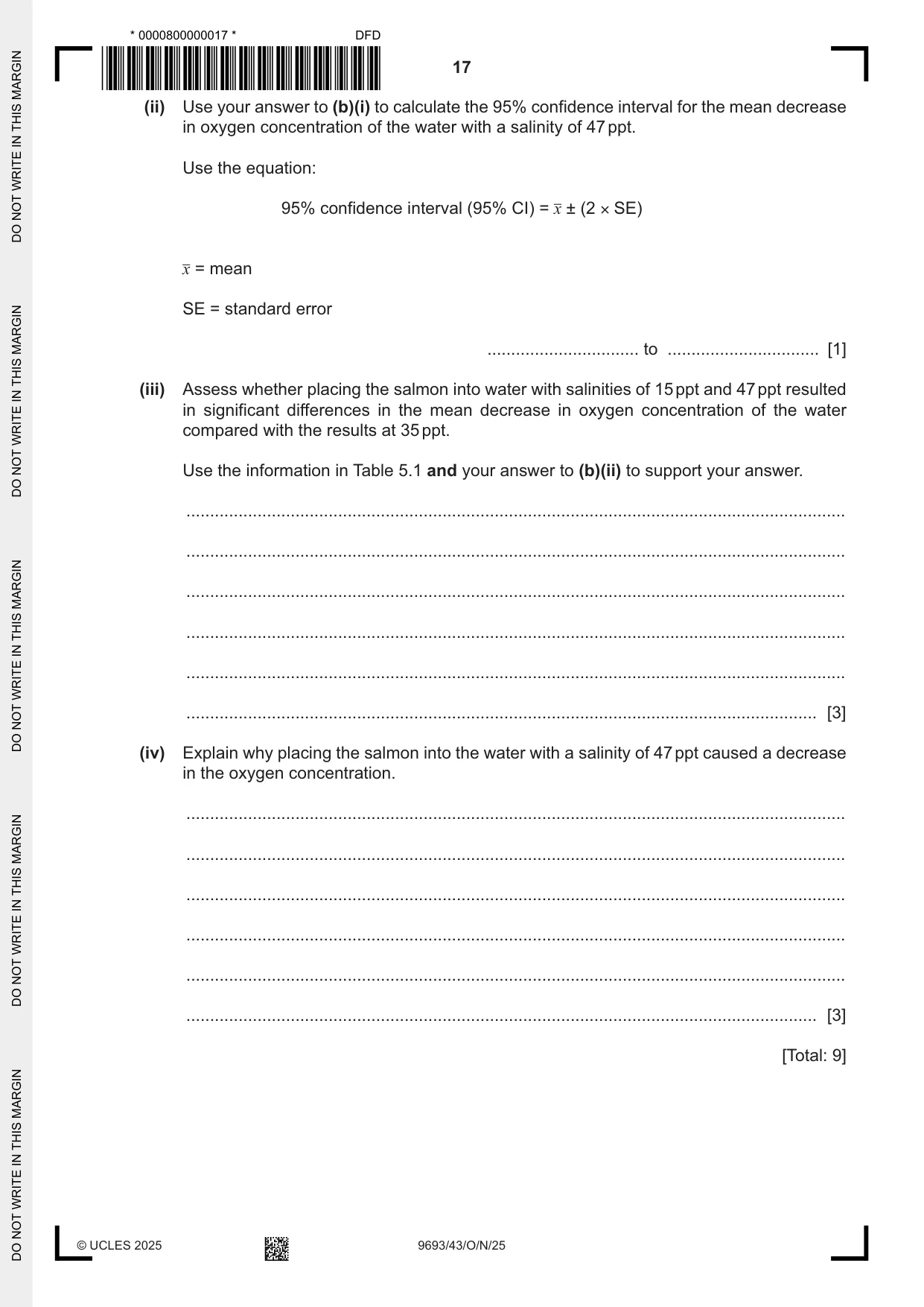 Cambridge A Level Marine Science 9693 2025 Oct/Nov Paper 4 · Variant 3 question paper, page 17 of 20