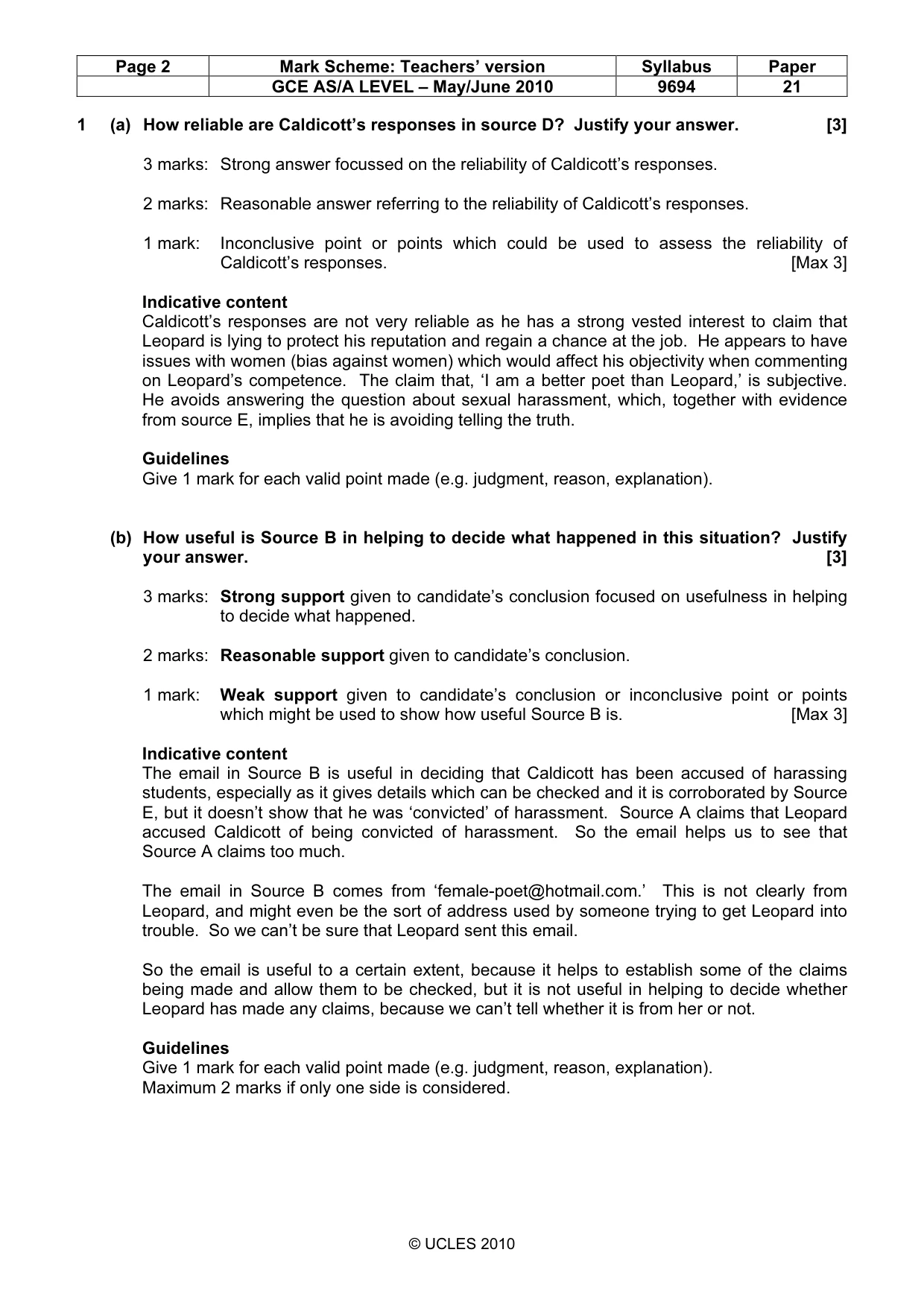 Mark scheme, page 2 of 7