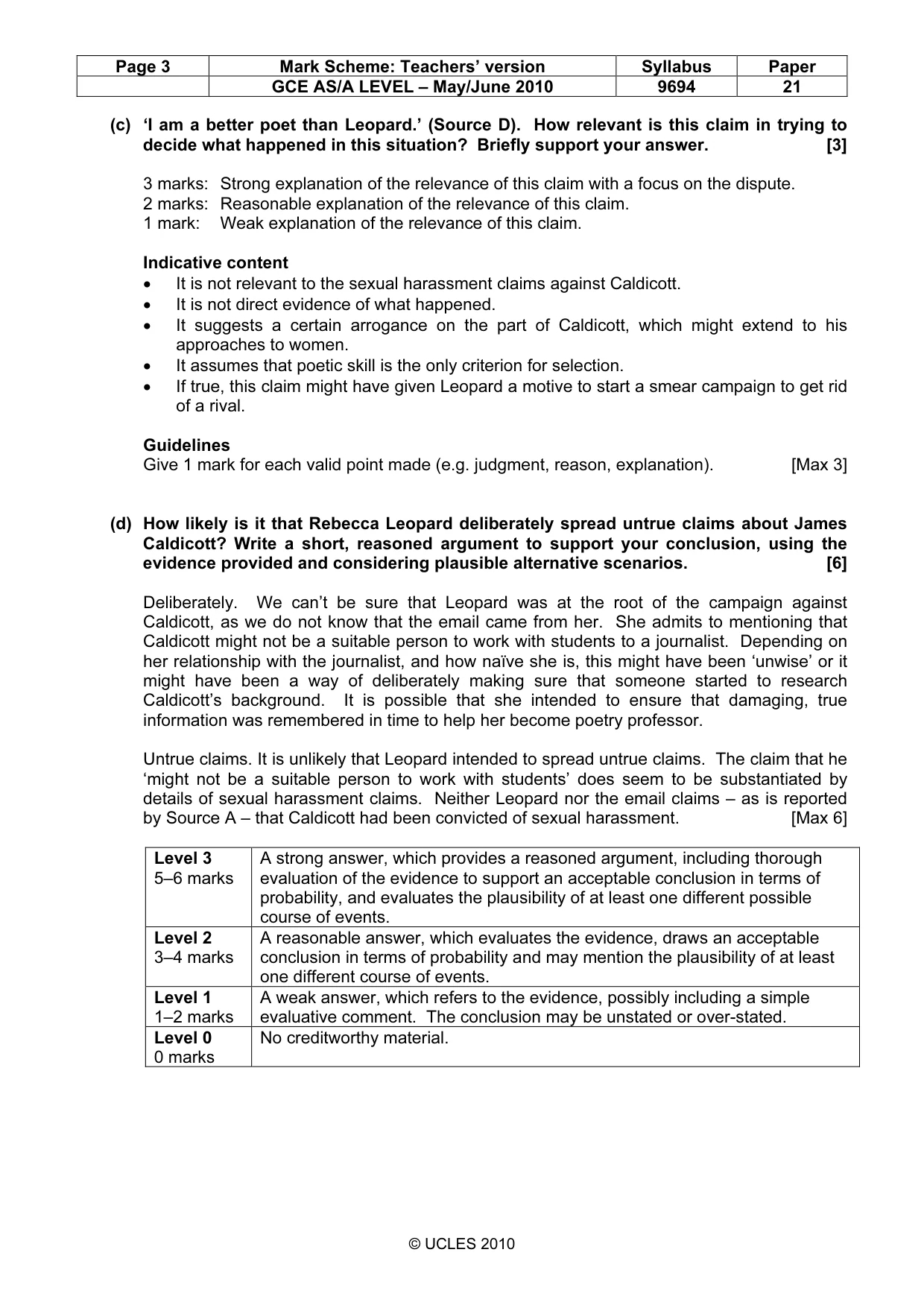 Mark scheme, page 3 of 7