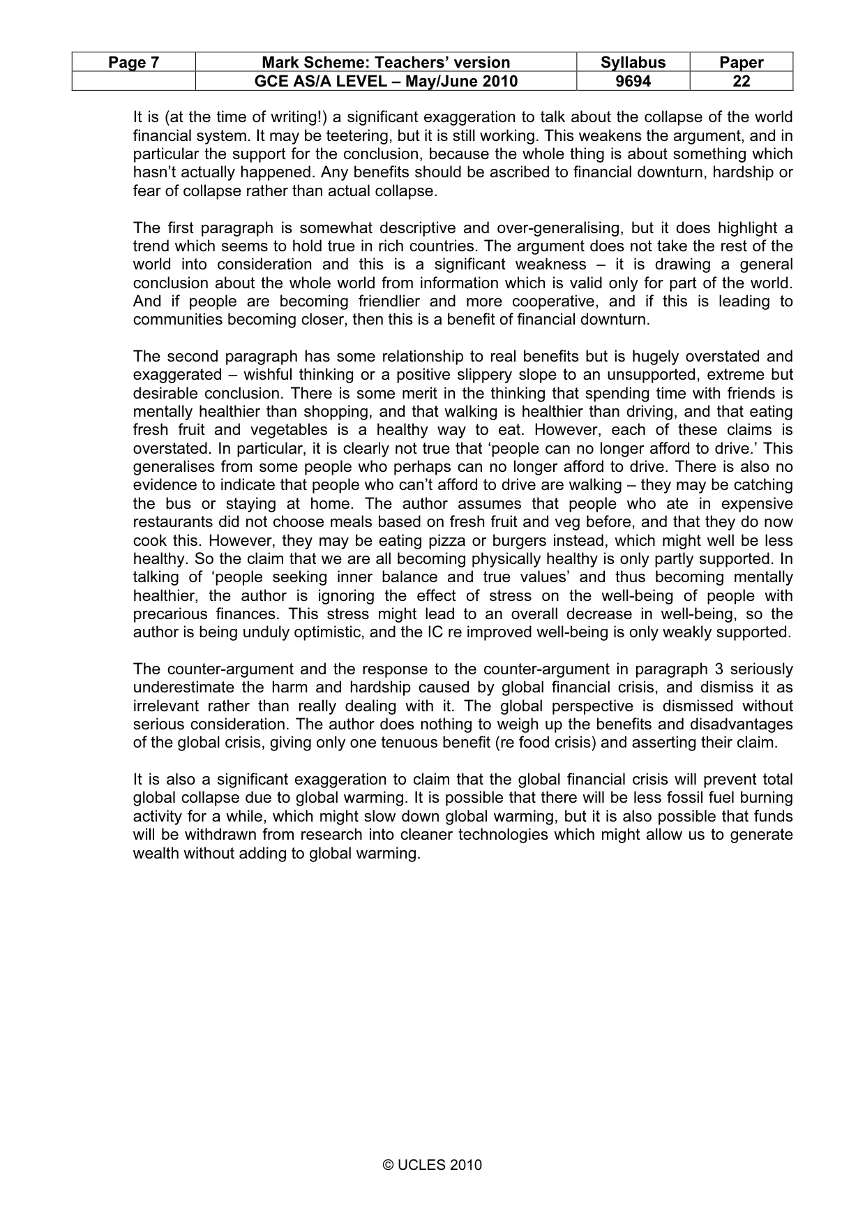 Mark scheme, page 7 of 8