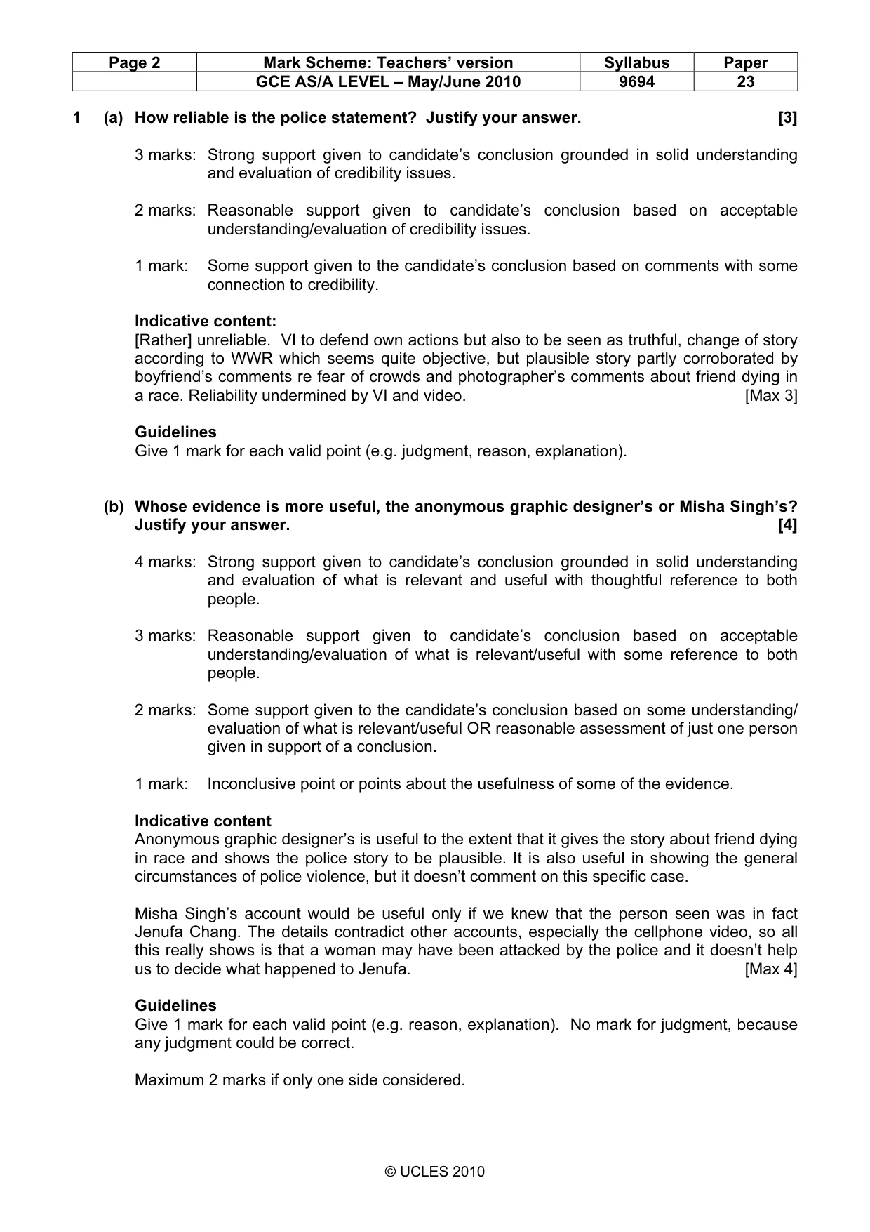 Mark scheme, page 2 of 8
