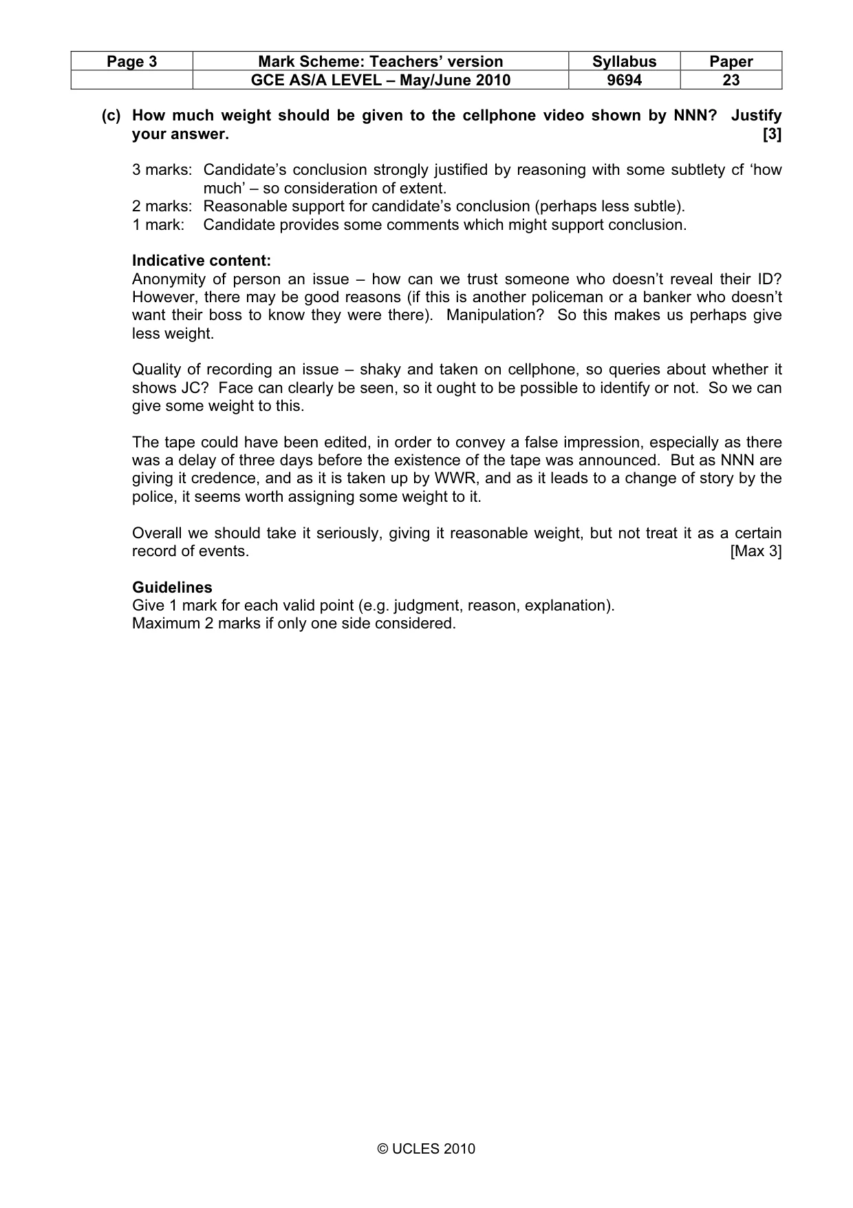 Mark scheme, page 3 of 8