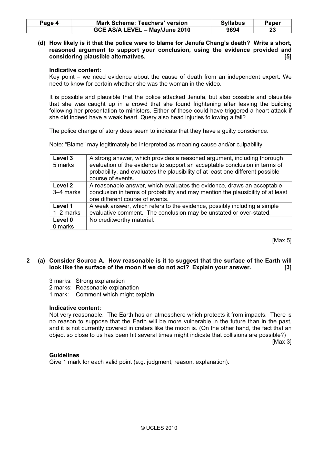 Mark scheme, page 4 of 8
