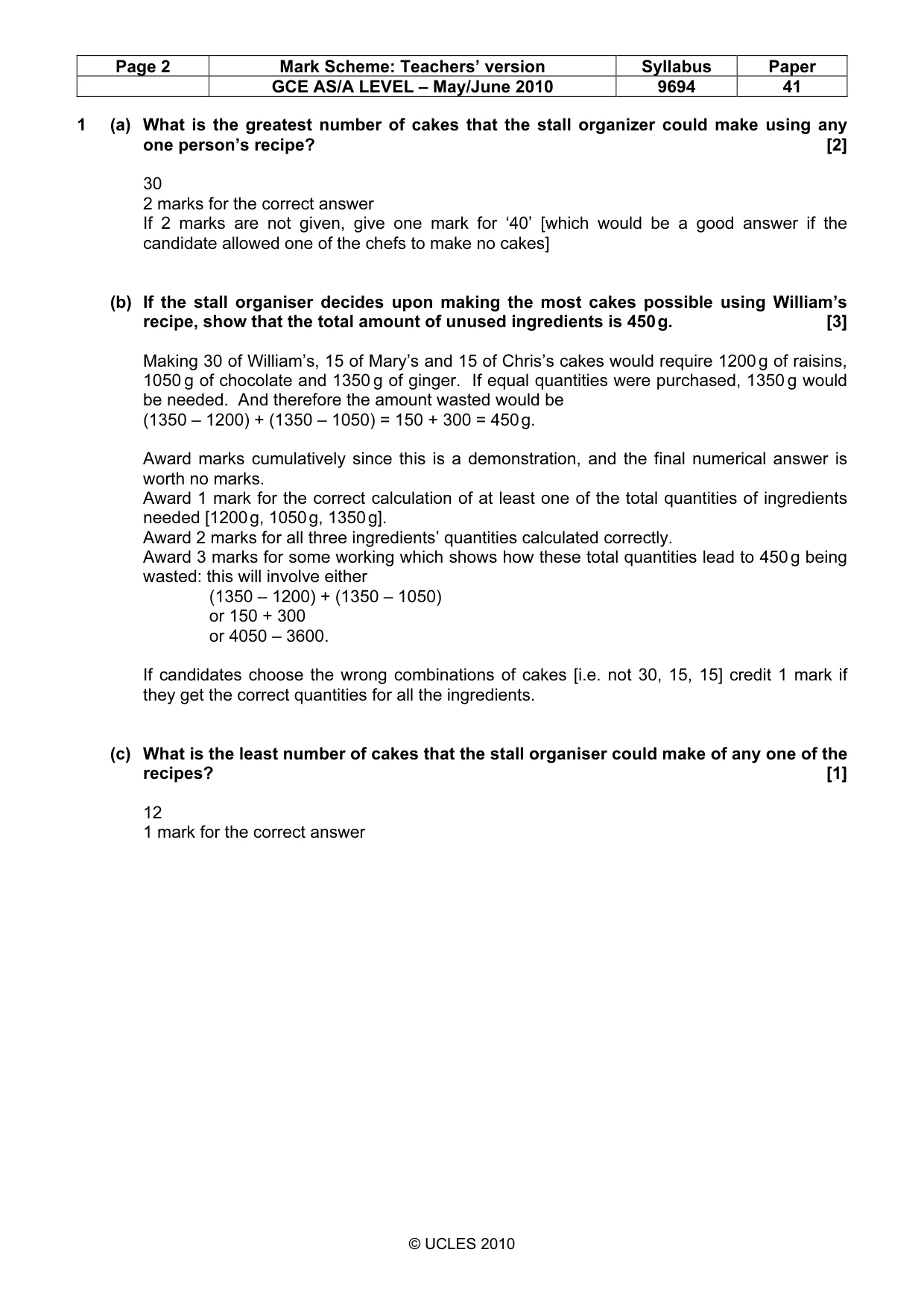 Mark scheme, page 2 of 8