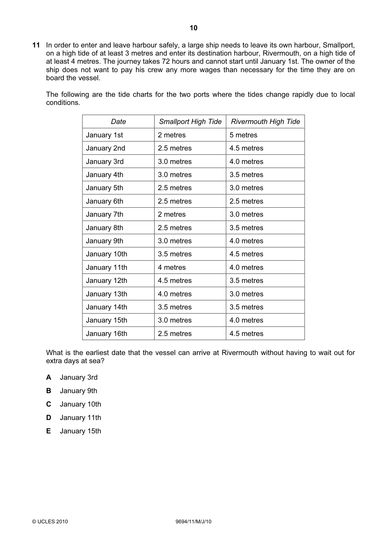 Cambridge A Level Thinking Skills 9694 2010 May/June Paper 1 · Variant 1 question paper, page 10 of 20