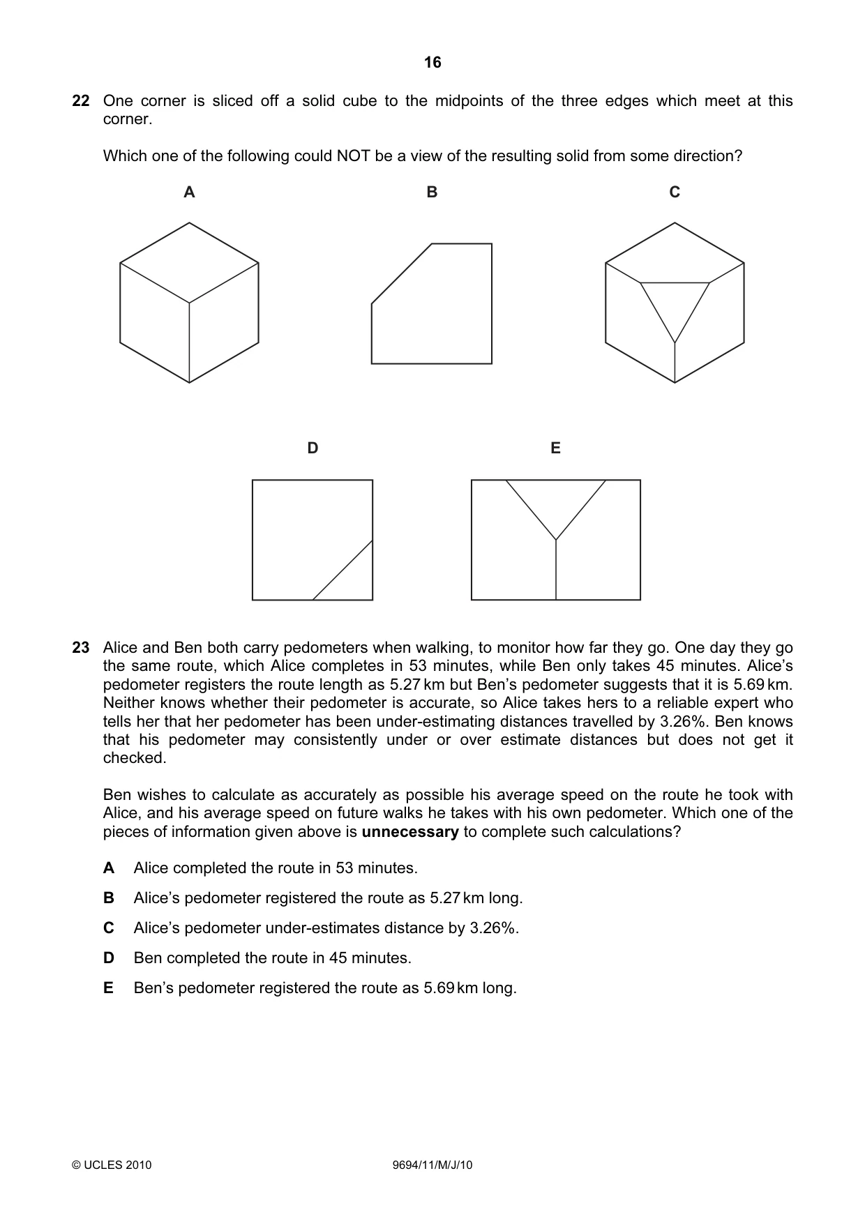 Cambridge A Level Thinking Skills 9694 2010 May/June Paper 1 · Variant 1 question paper, page 16 of 20