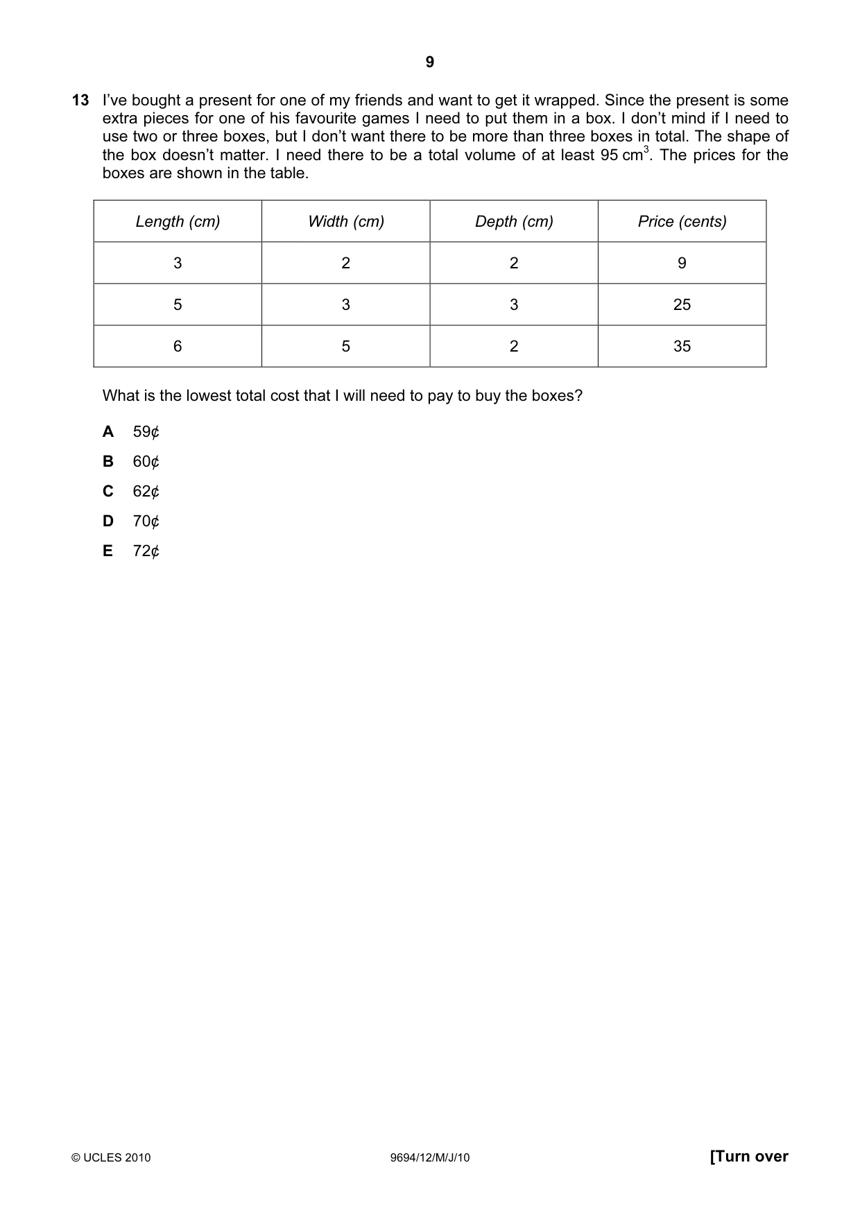 Cambridge A Level Thinking Skills 9694 2010 May/June Paper 1 · Variant 2 question paper, page 9 of 20
