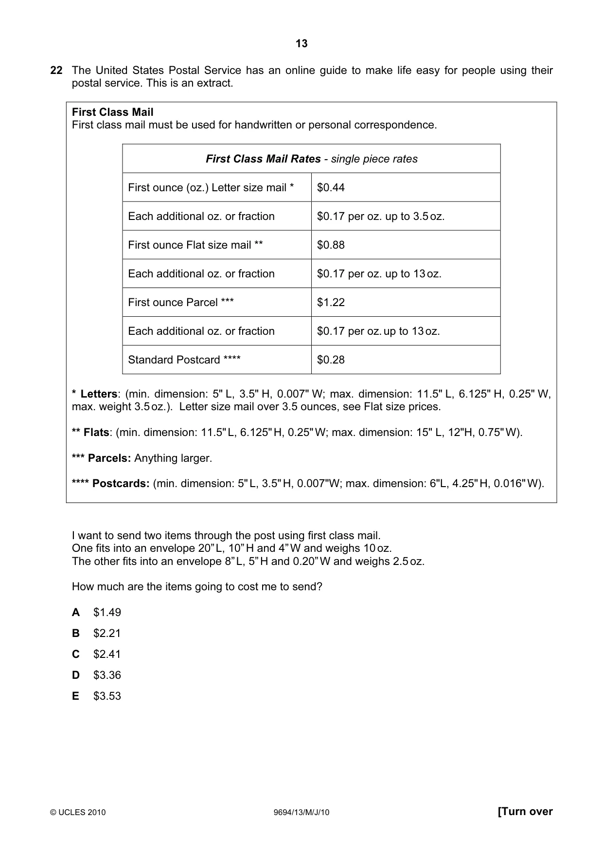 Cambridge A Level Thinking Skills 9694 2010 May/June Paper 1 · Variant 3 question paper, page 13 of 20