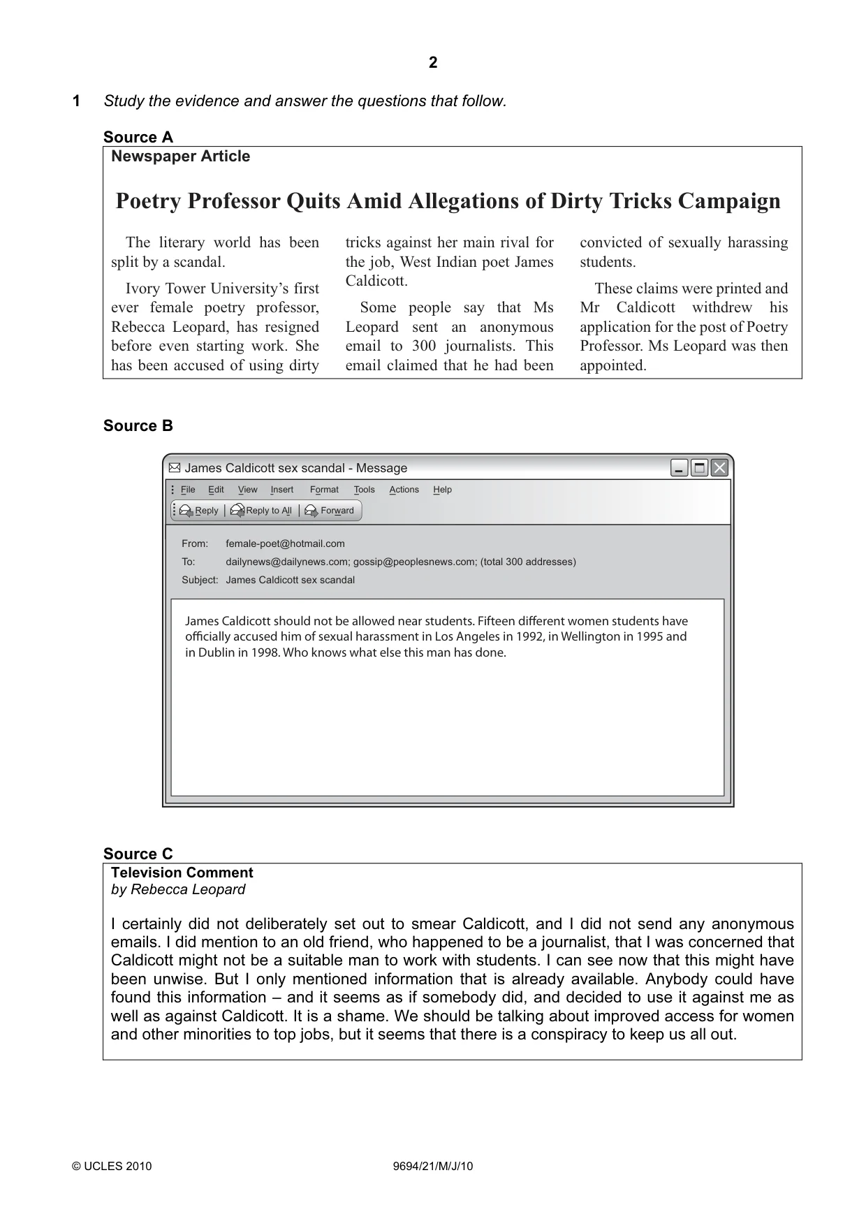 Cambridge A Level Thinking Skills 9694 2010 May/June Paper 2 · Variant 1 question paper, page 2 of 8