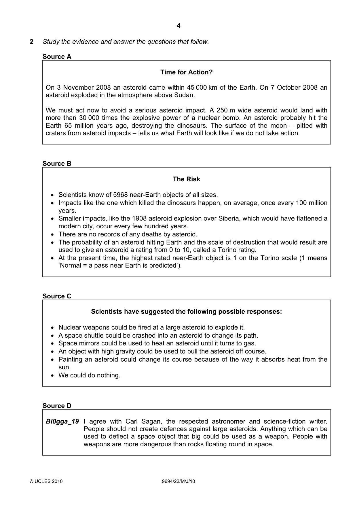 Cambridge A Level Thinking Skills 9694 2010 May/June Paper 2 · Variant 2 question paper, page 4 of 8
