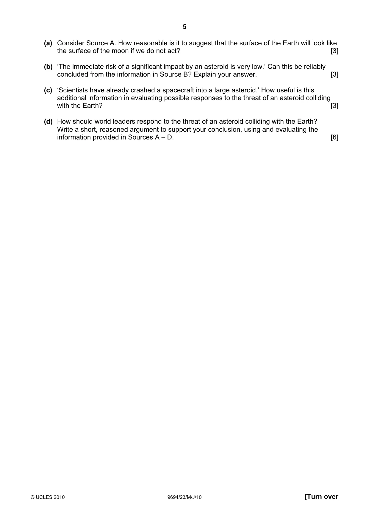 Cambridge A Level Thinking Skills 9694 2010 May/June Paper 2 · Variant 3 question paper, page 5 of 8