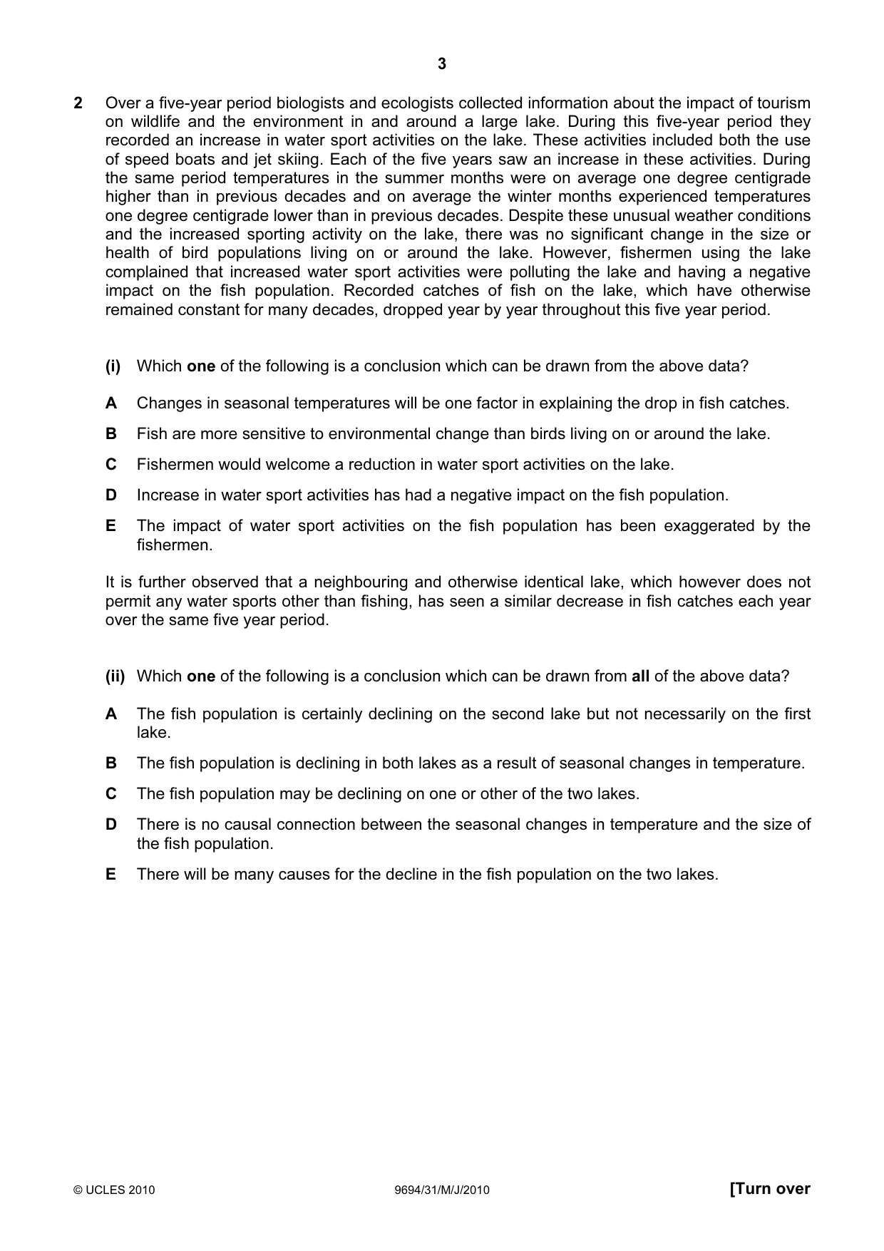 Cambridge A Level Thinking Skills 9694 2010 May/June Paper 3 · Variant 1 question paper, page 3 of 24