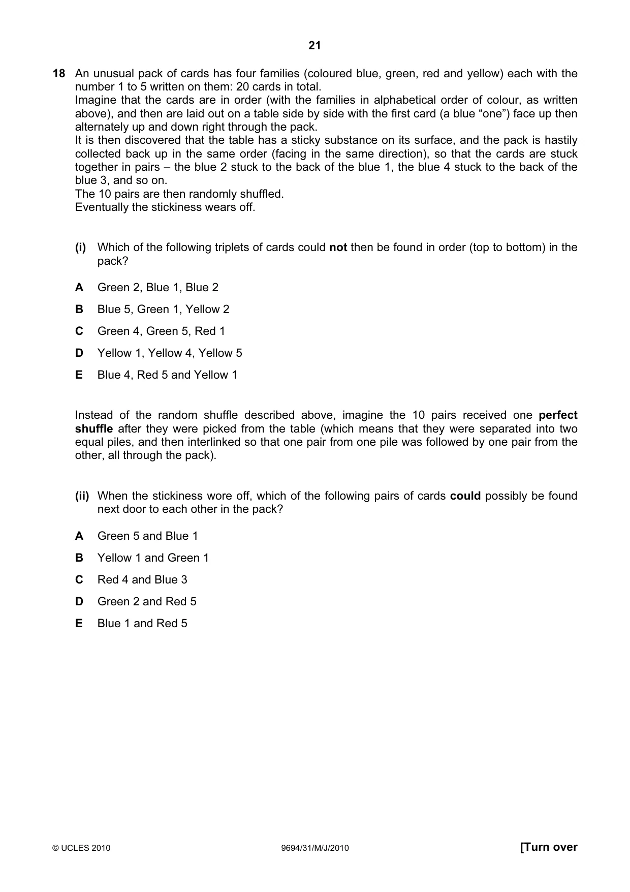 Cambridge A Level Thinking Skills 9694 2010 May/June Paper 3 · Variant 1 question paper, page 21 of 24