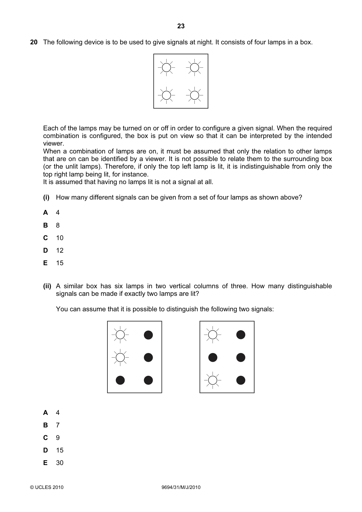 Cambridge A Level Thinking Skills 9694 2010 May/June Paper 3 · Variant 1 question paper, page 23 of 24
