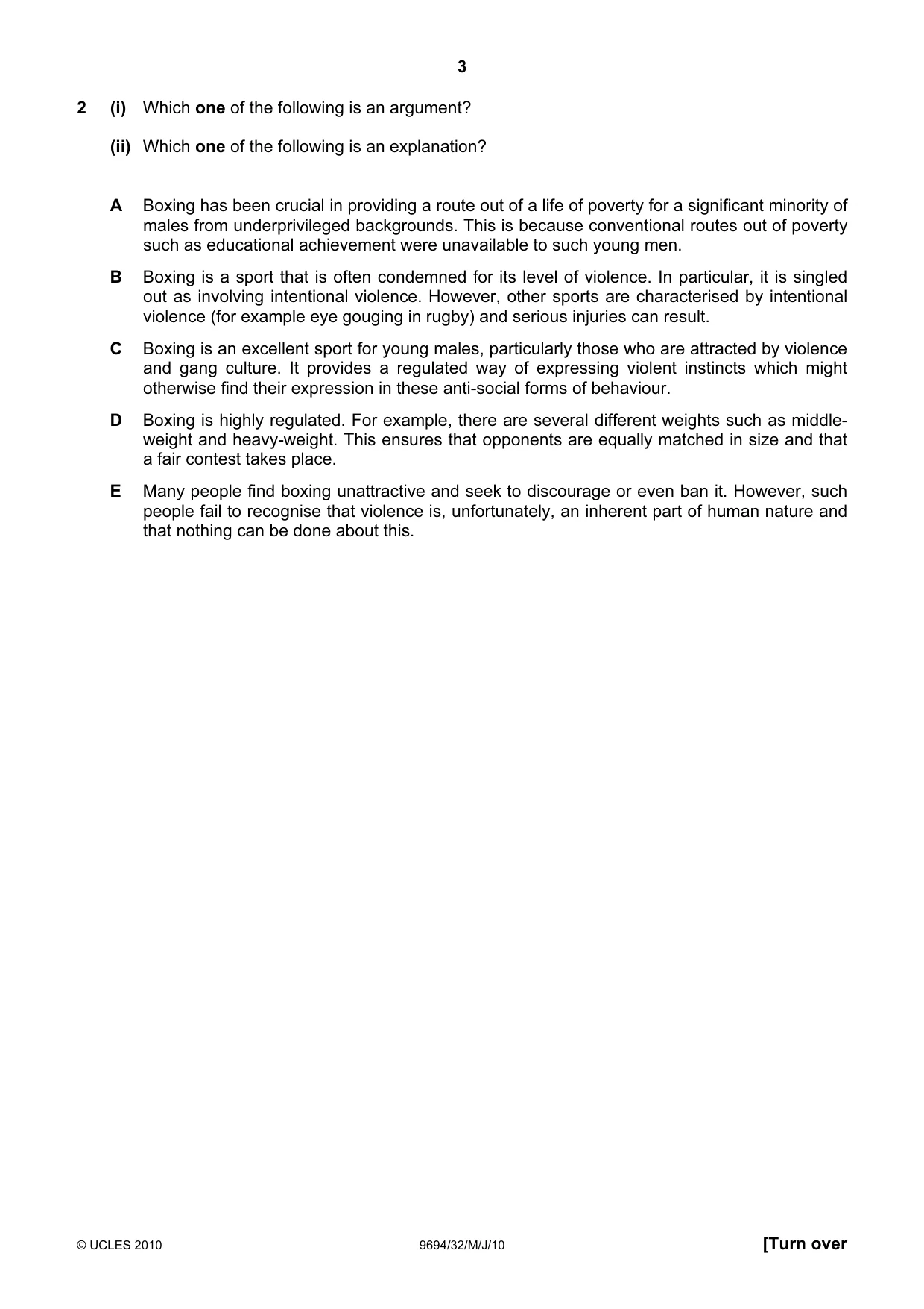 Cambridge A Level Thinking Skills 9694 2010 May/June Paper 3 · Variant 2 question paper, page 3 of 24