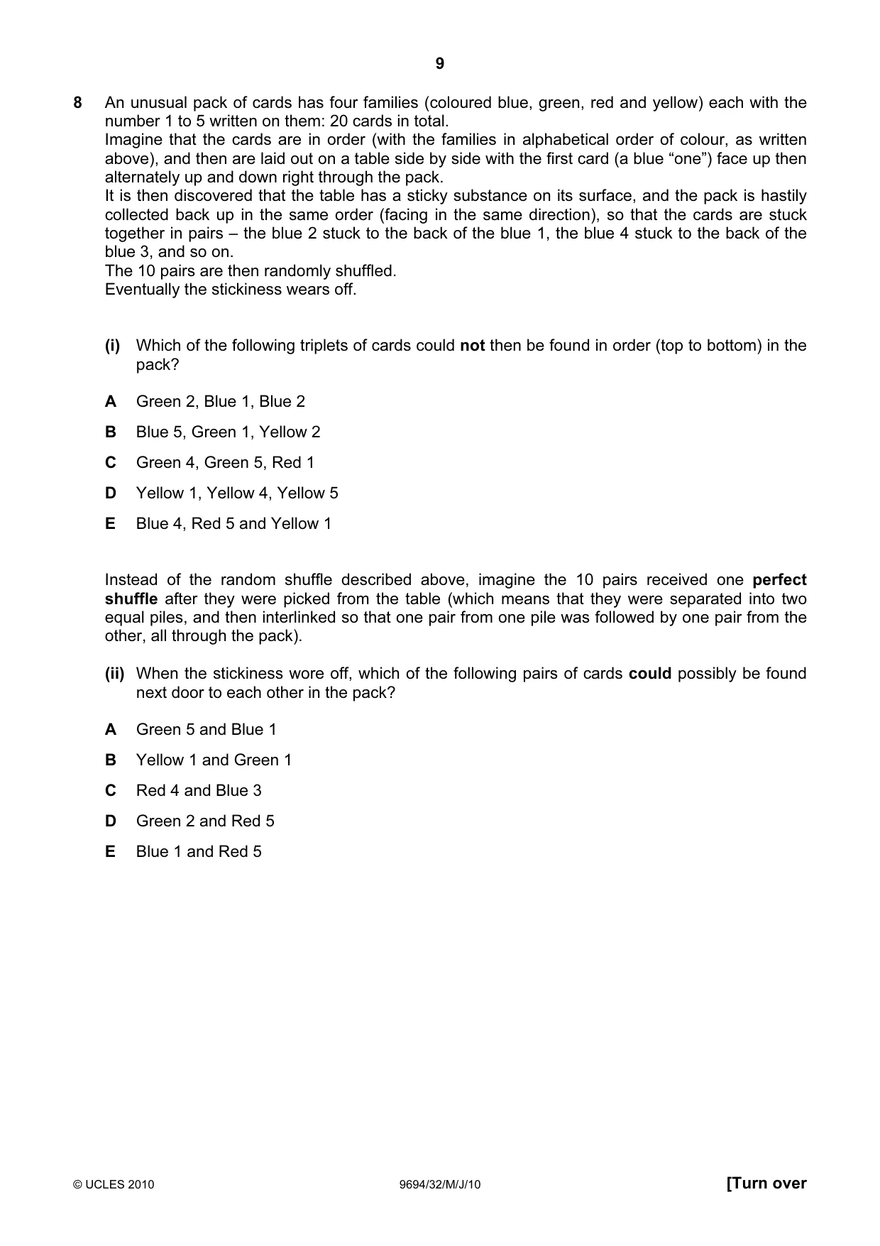 Cambridge A Level Thinking Skills 9694 2010 May/June Paper 3 · Variant 2 question paper, page 9 of 24