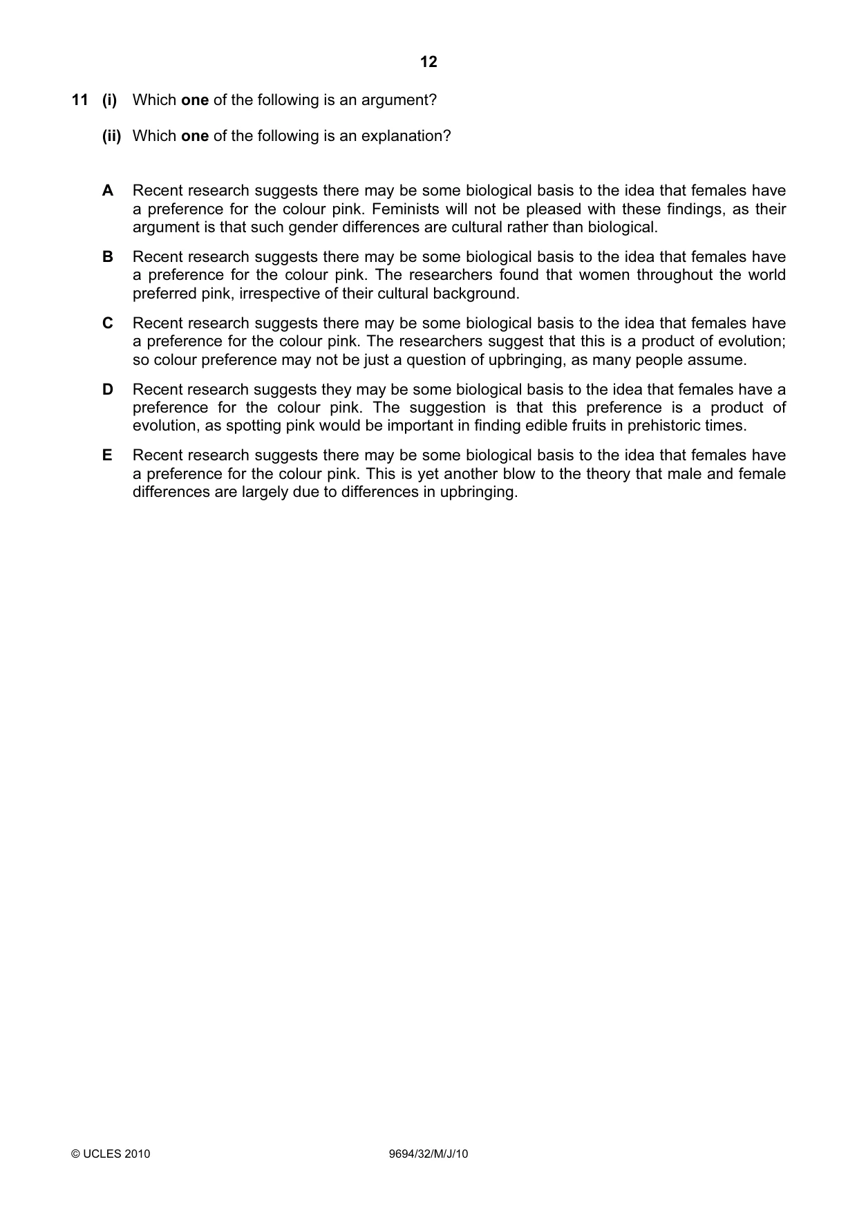 Cambridge A Level Thinking Skills 9694 2010 May/June Paper 3 · Variant 2 question paper, page 12 of 24