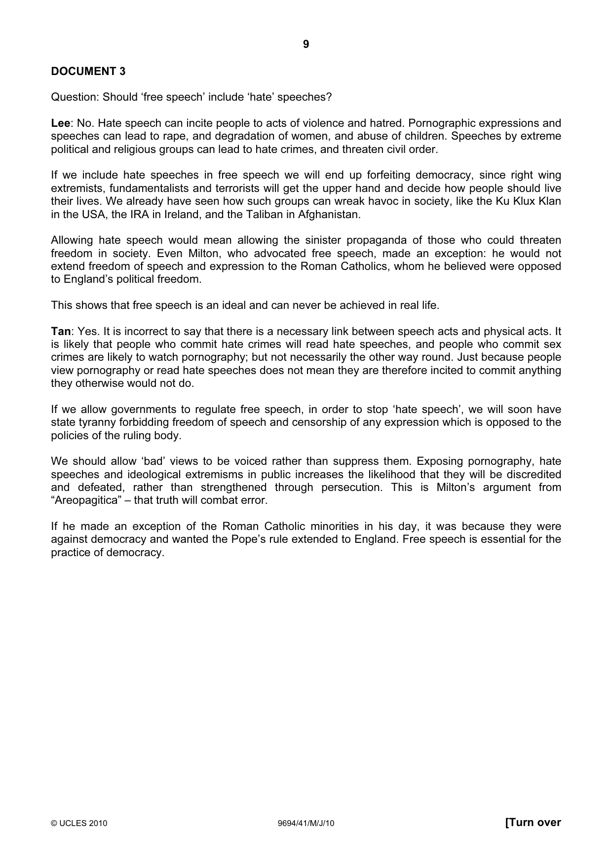 Cambridge A Level Thinking Skills 9694 2010 May/June Paper 4 · Variant 1 question paper, page 9 of 12