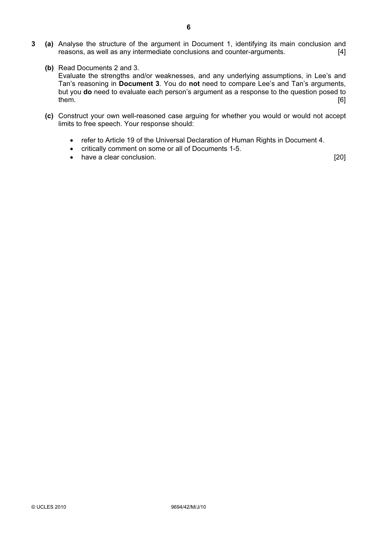 Cambridge A Level Thinking Skills 9694 2010 May/June Paper 4 · Variant 2 question paper, page 6 of 12