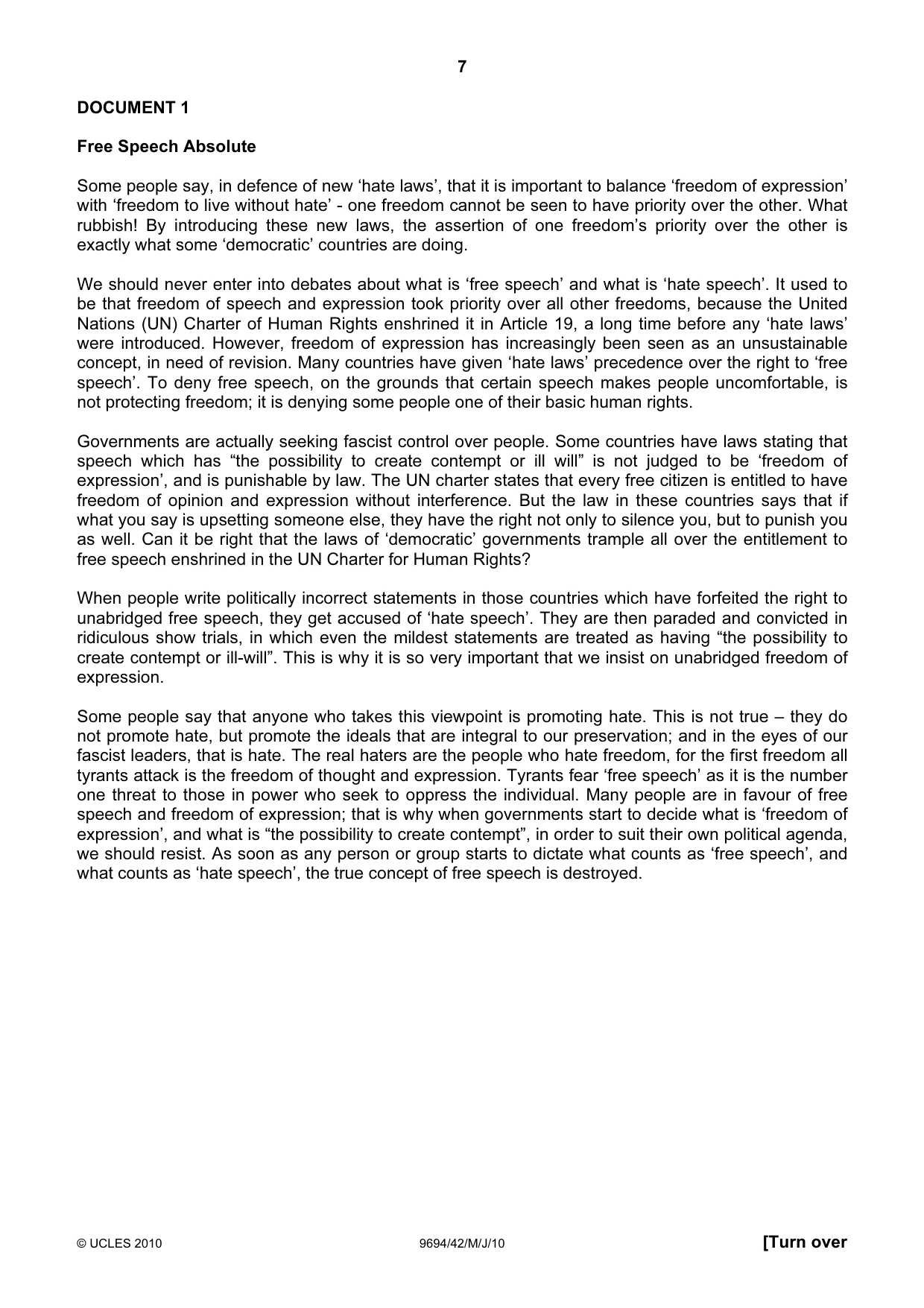 Cambridge A Level Thinking Skills 9694 2010 May/June Paper 4 · Variant 2 question paper, page 7 of 12