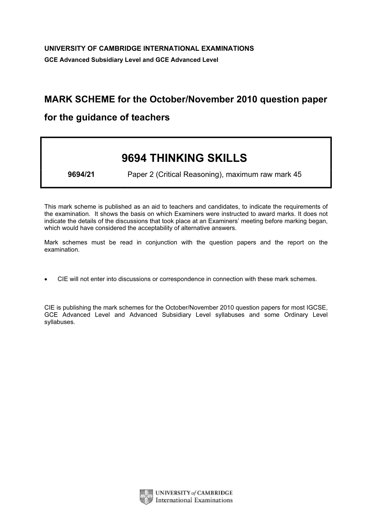 Mark scheme, page 1 of 8