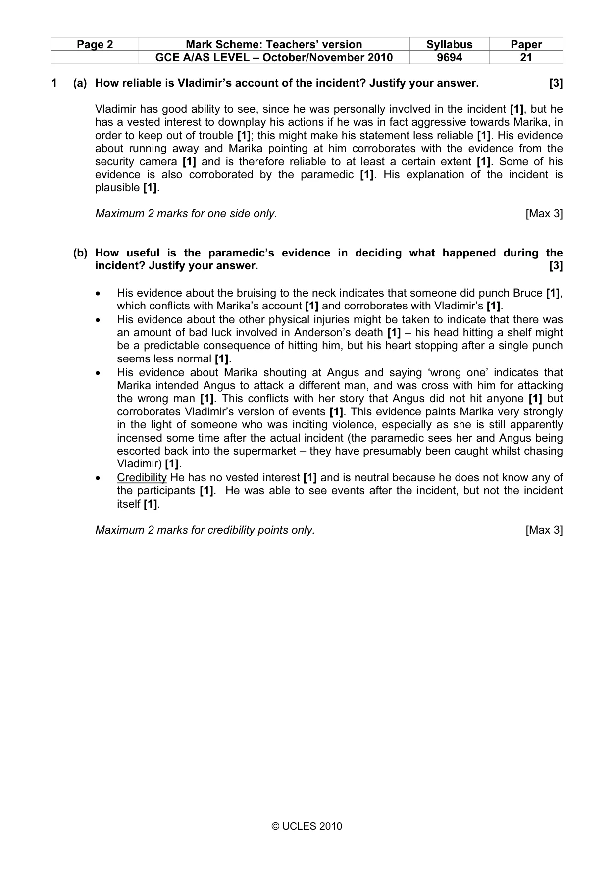 Mark scheme, page 2 of 8